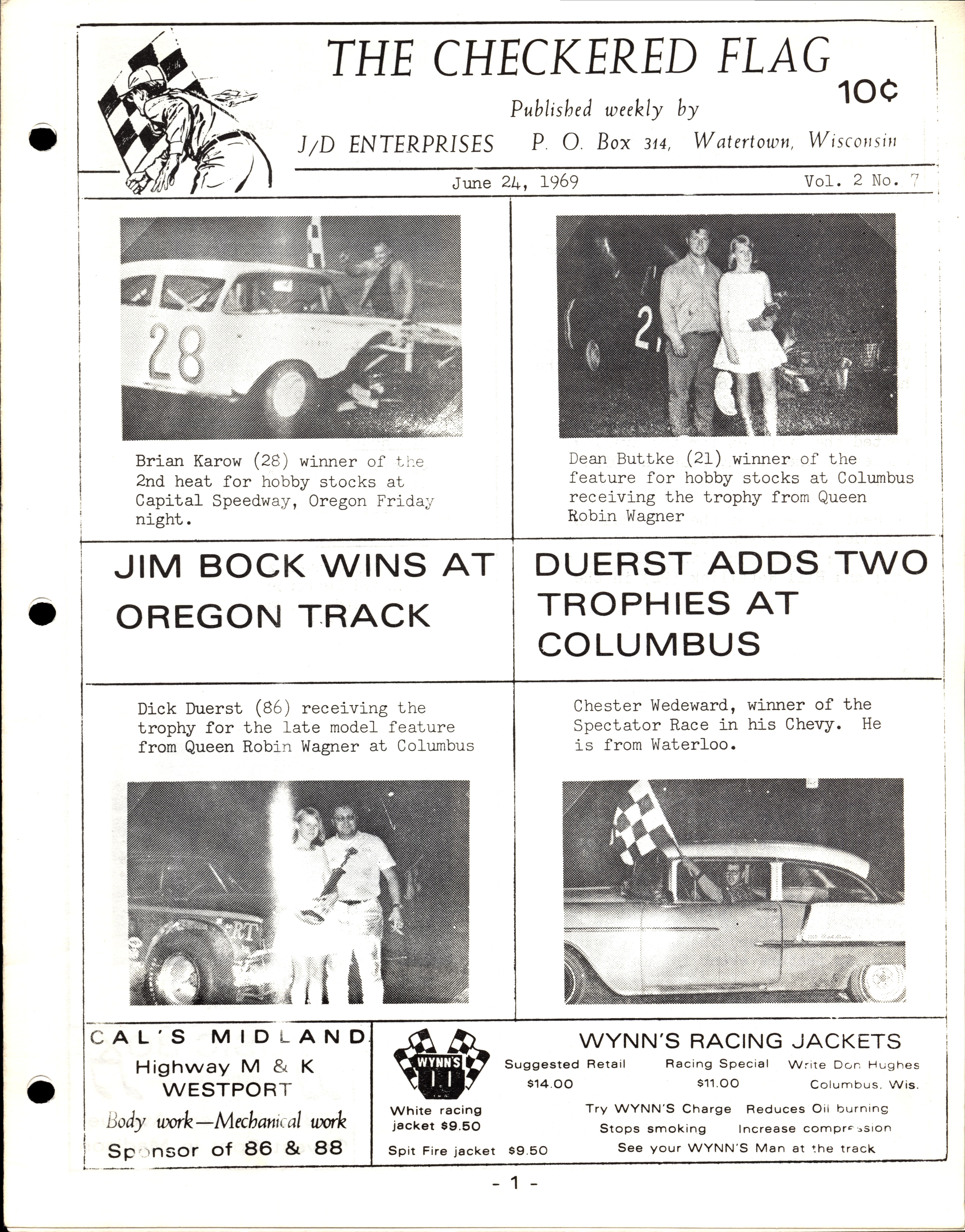 Checkered Flag Racing News Checkered Flag Racing News - 1969-06-24