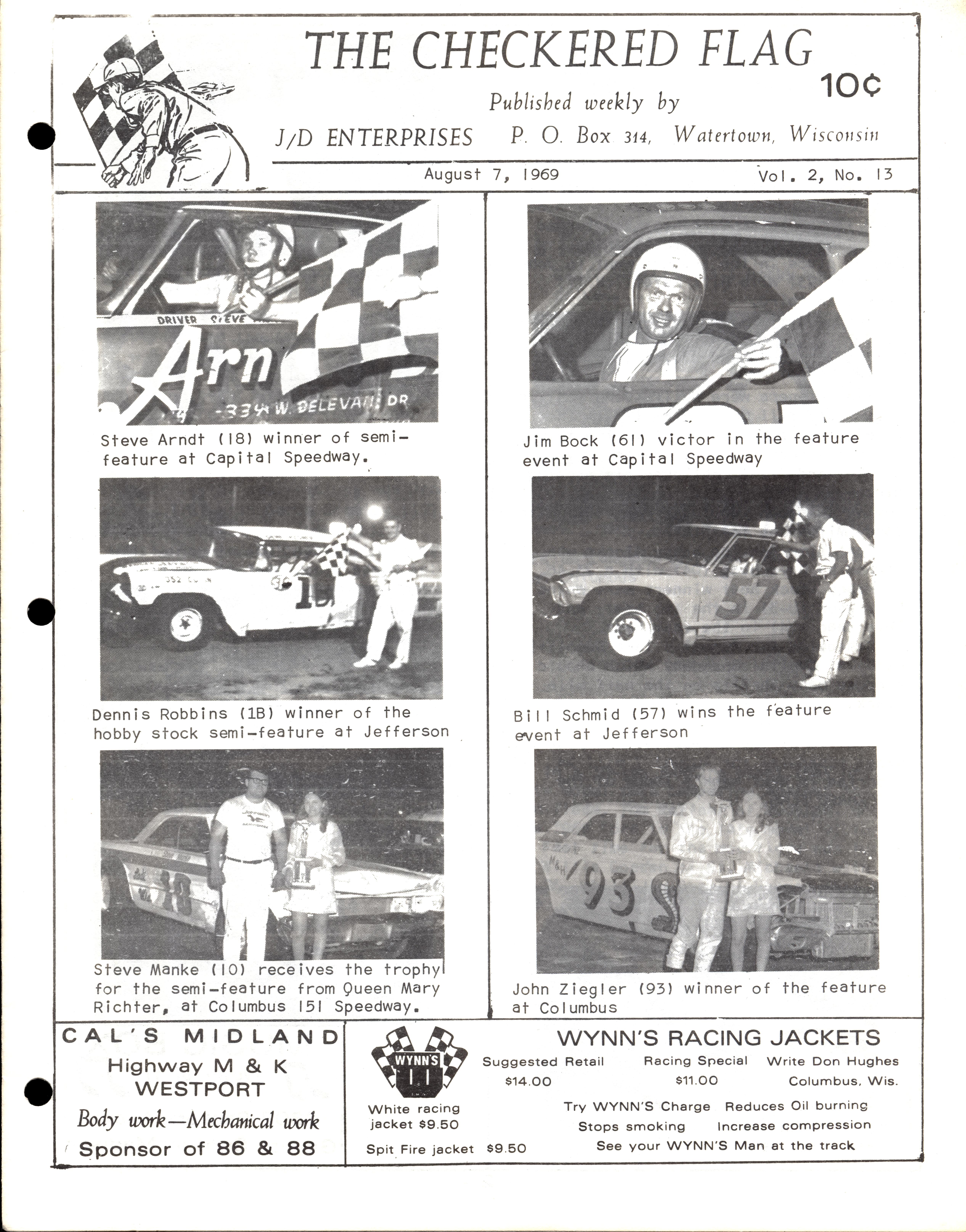 Checkered Flag Racing News Checkered Flag Racing News - 1969-08-07