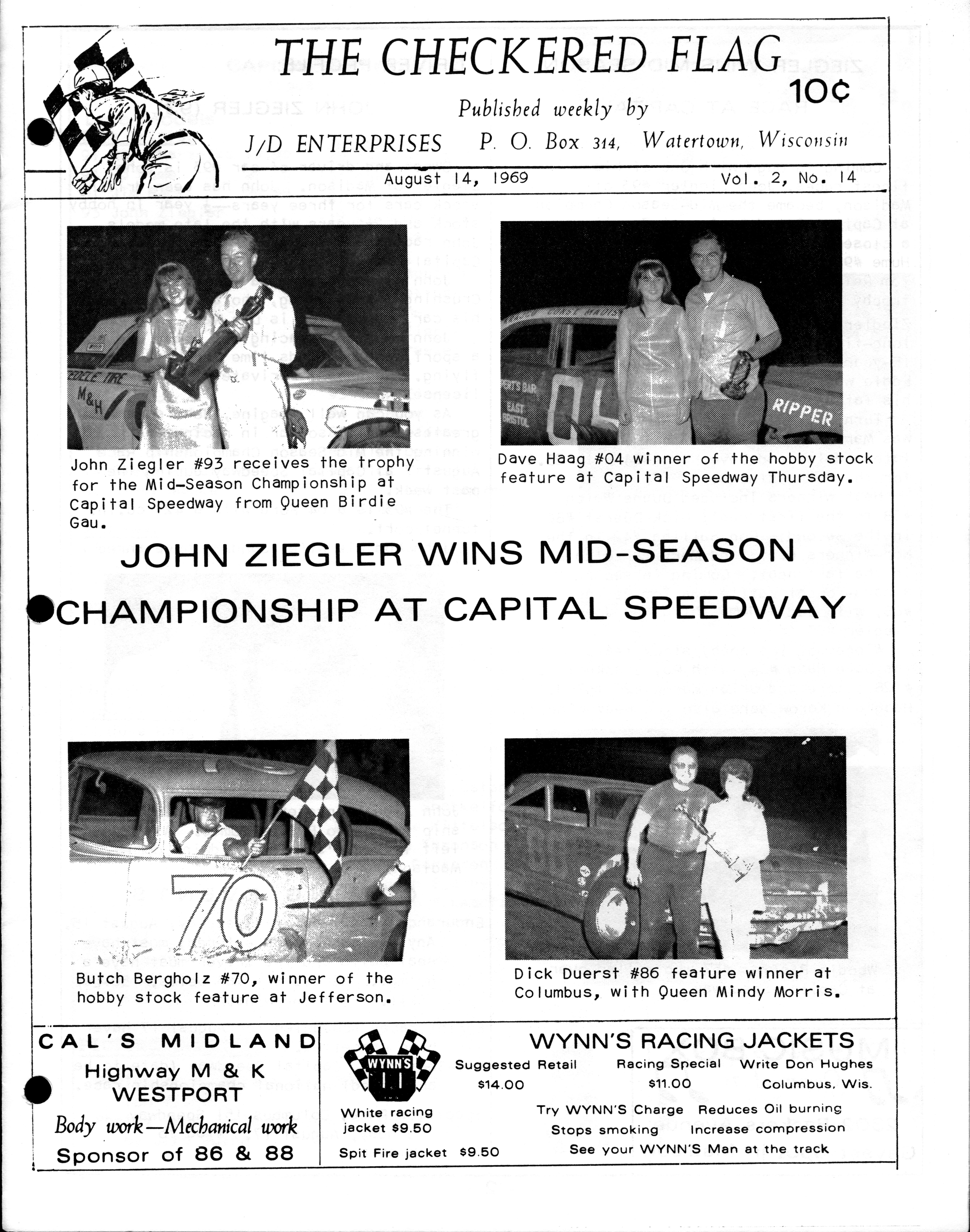Checkered Flag Racing News Checkered Flag Racing News - 1969-08-14