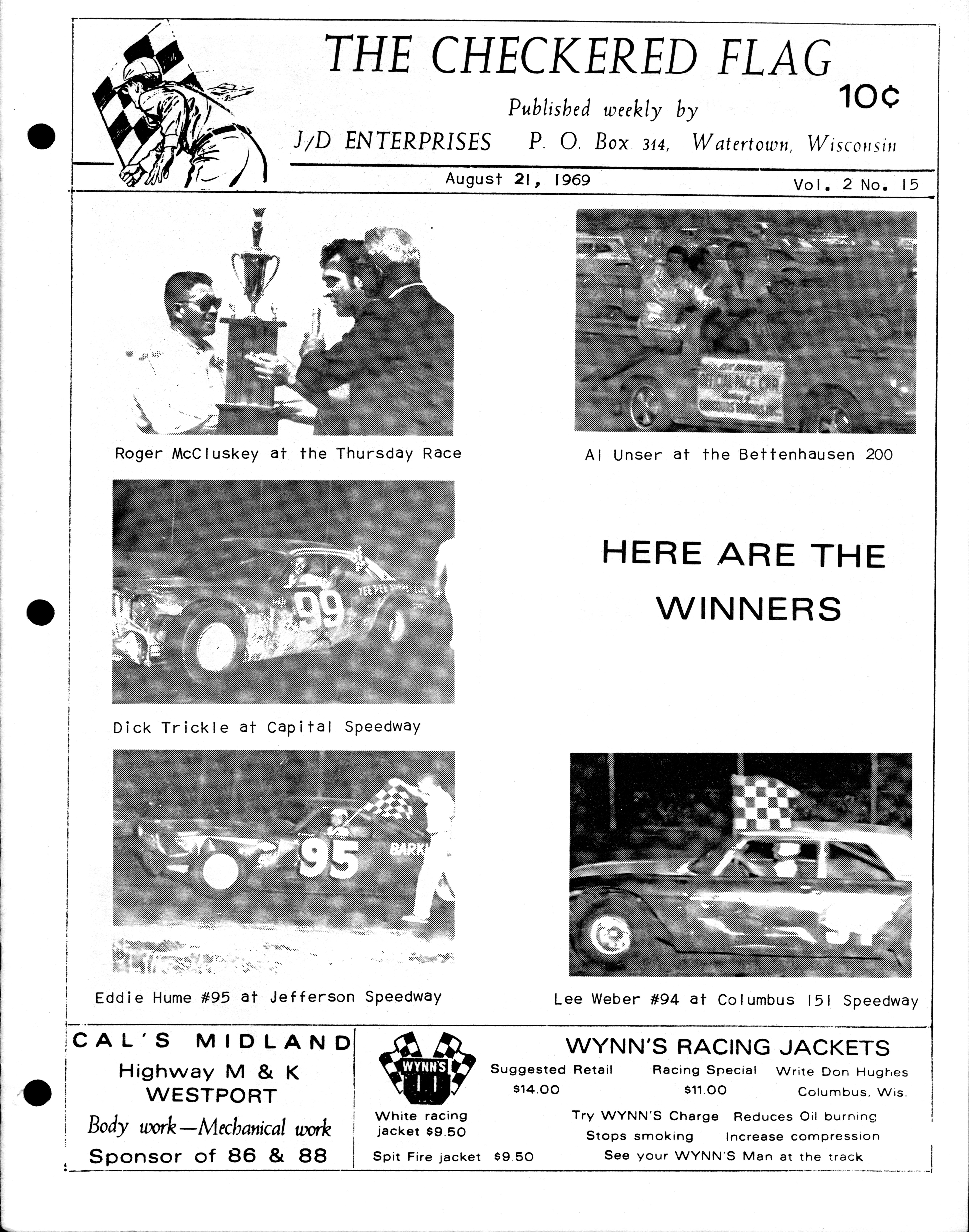 Checkered Flag Racing News Checkered Flag Racing News - 1969-08-21