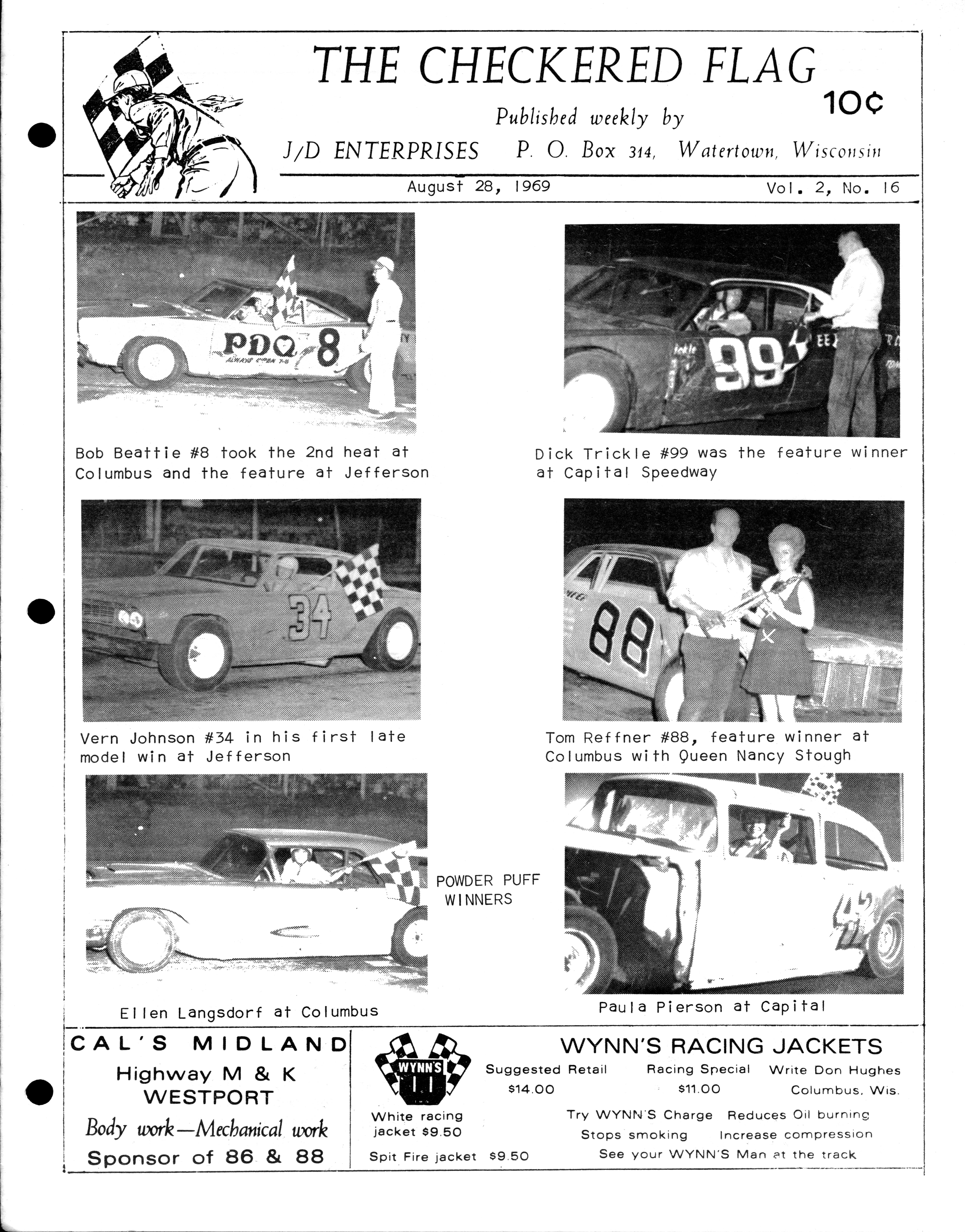 Checkered Flag Racing News Checkered Flag Racing News - 1969-08-28