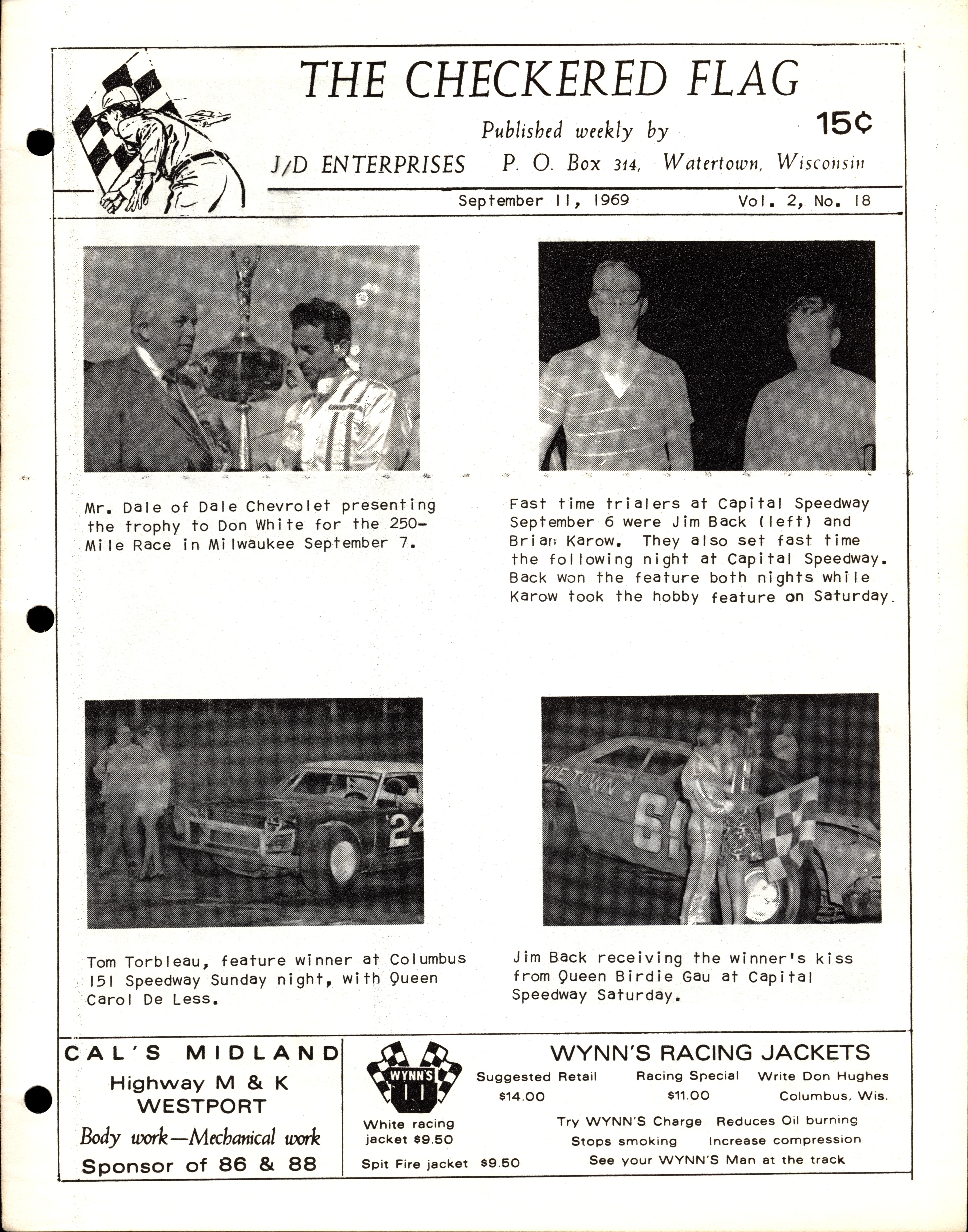 Checkered Flag Racing News Checkered Flag Racing News - 1969-09-11