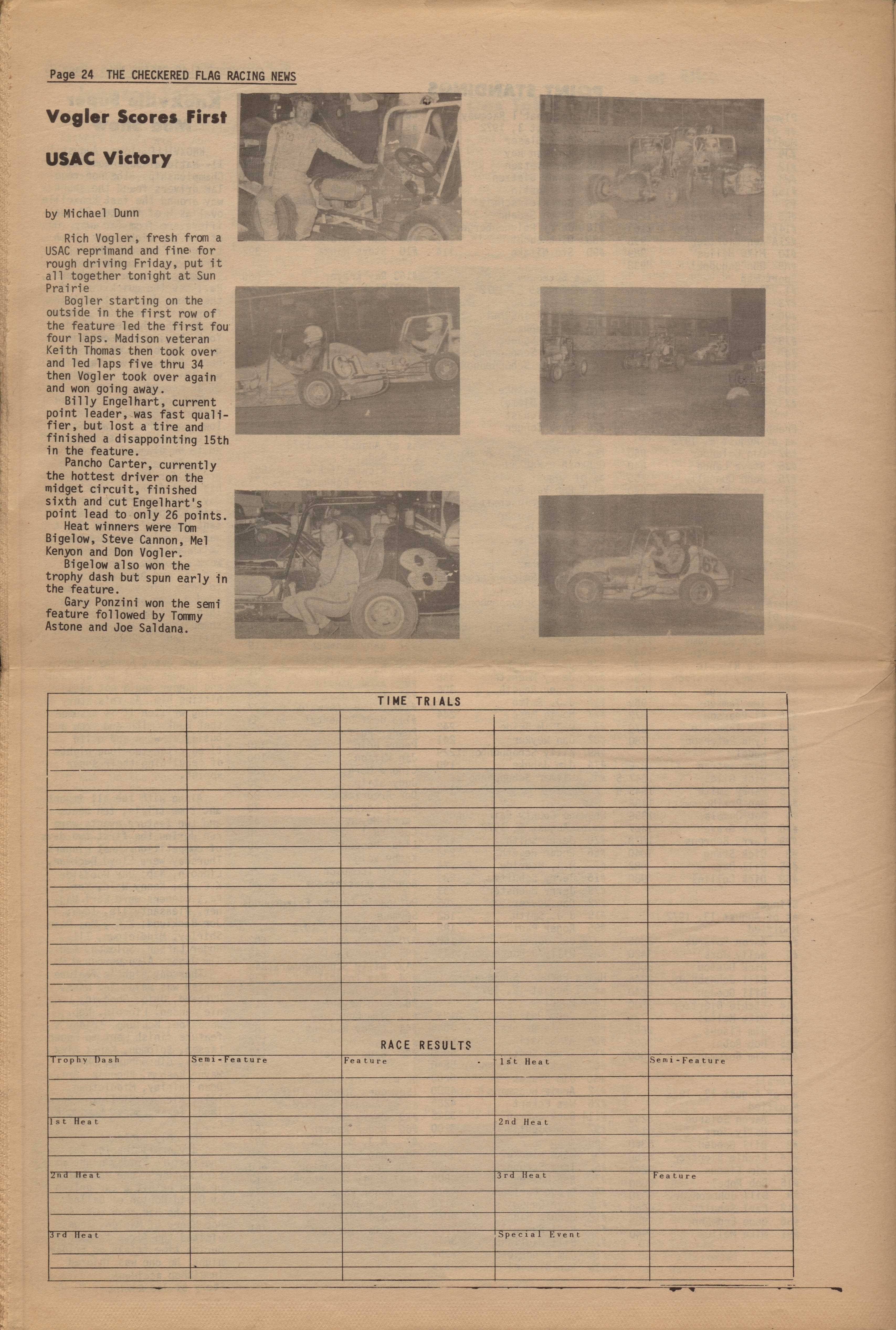 Checkered Flag Racing News August 16, 1972 back cover