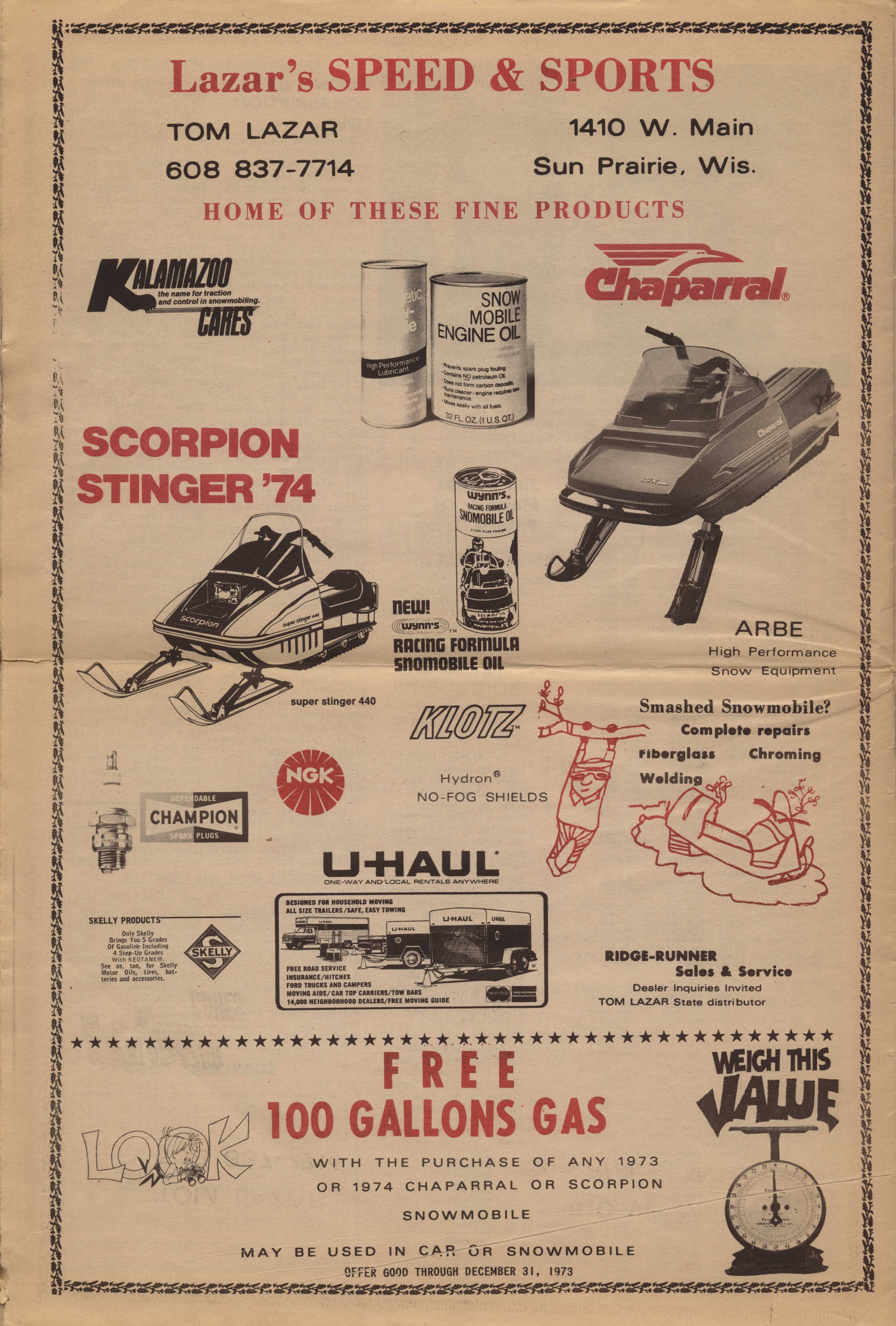 Checkered Flag Racing News December 14, 1973 back cover