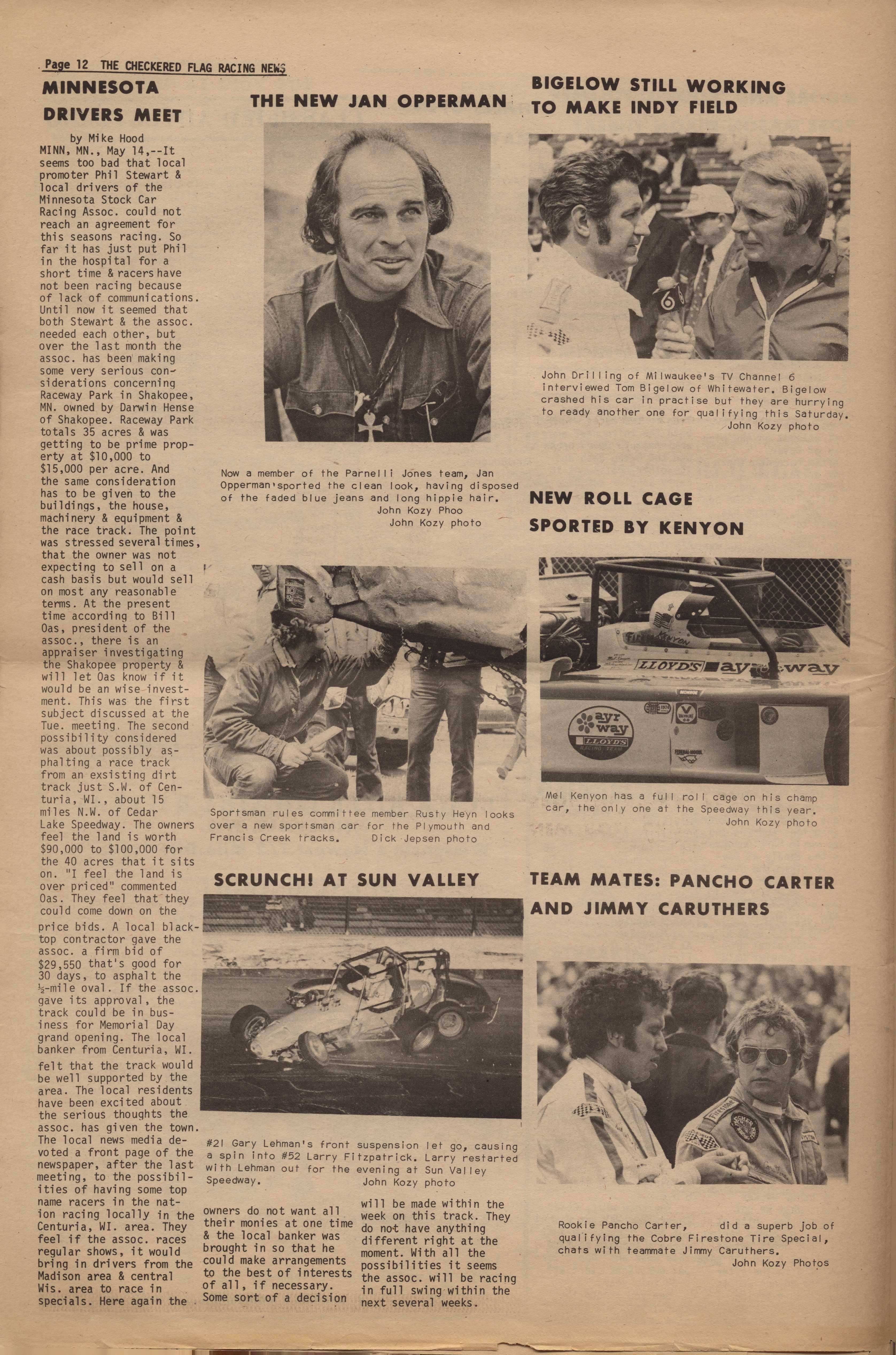 Checkered Flag Racing News May 15, 1974 back cover