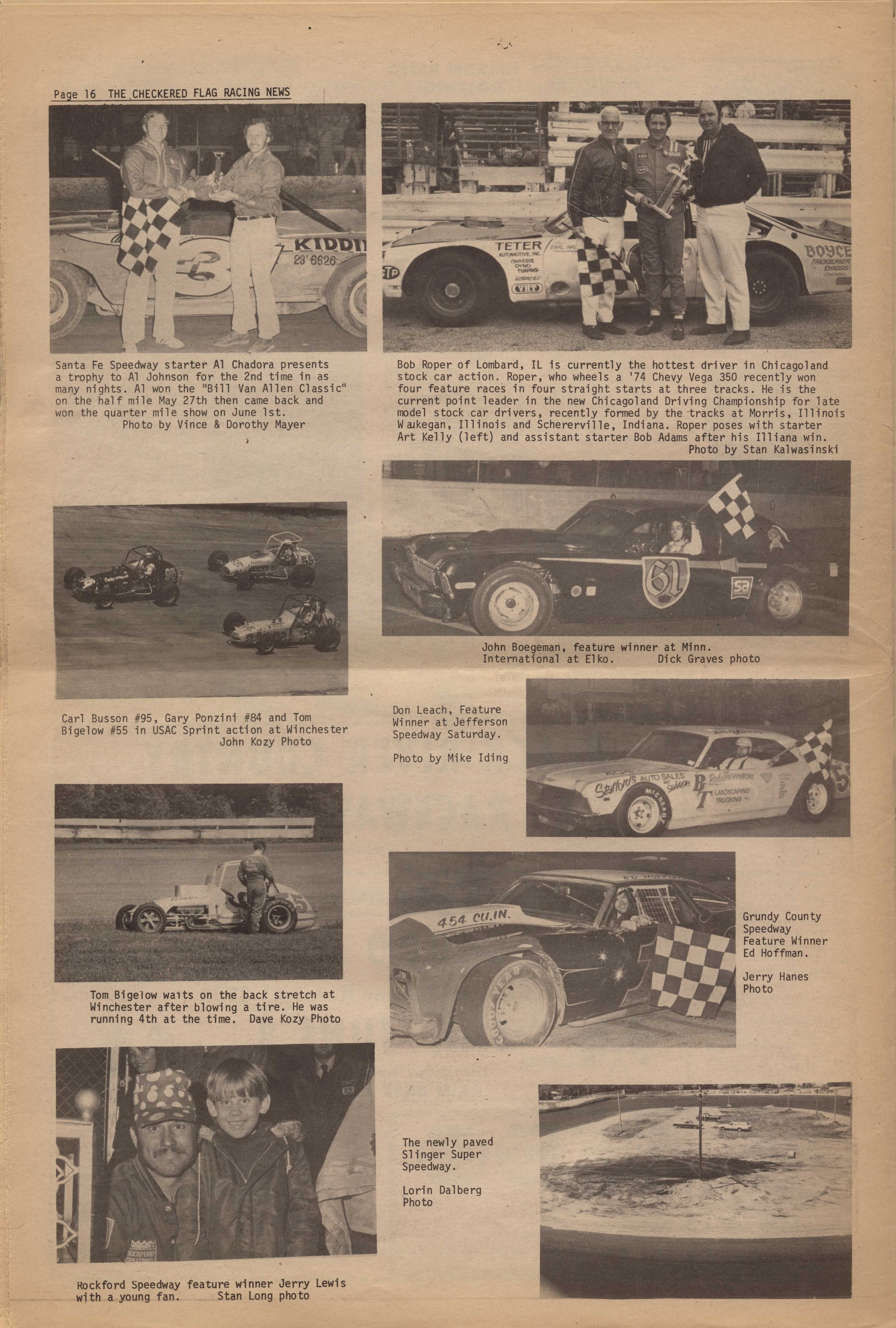 Checkered Flag Racing News June 5, 1974 back cover