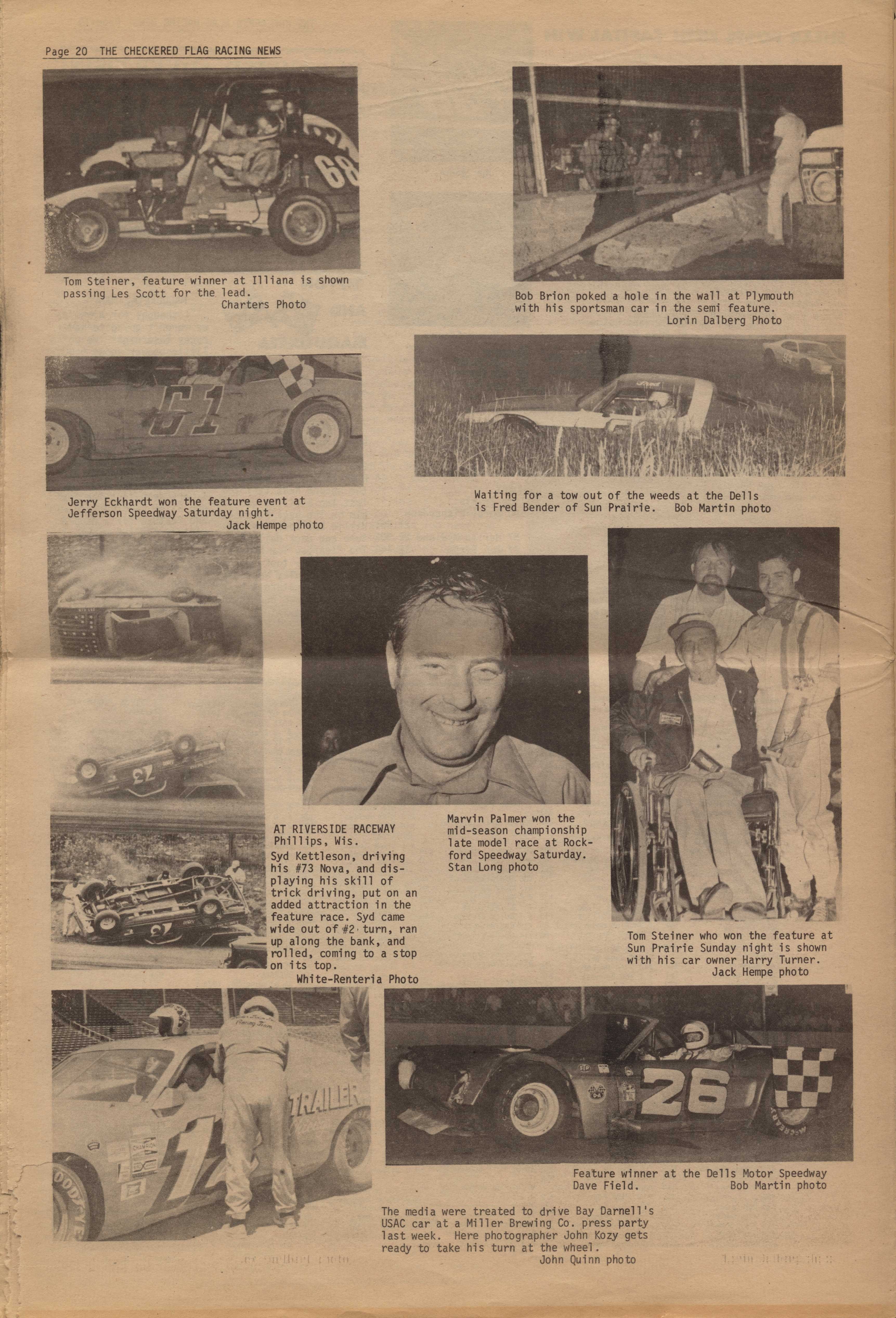 Checkered Flag Racing News July 3, 1974 back cover