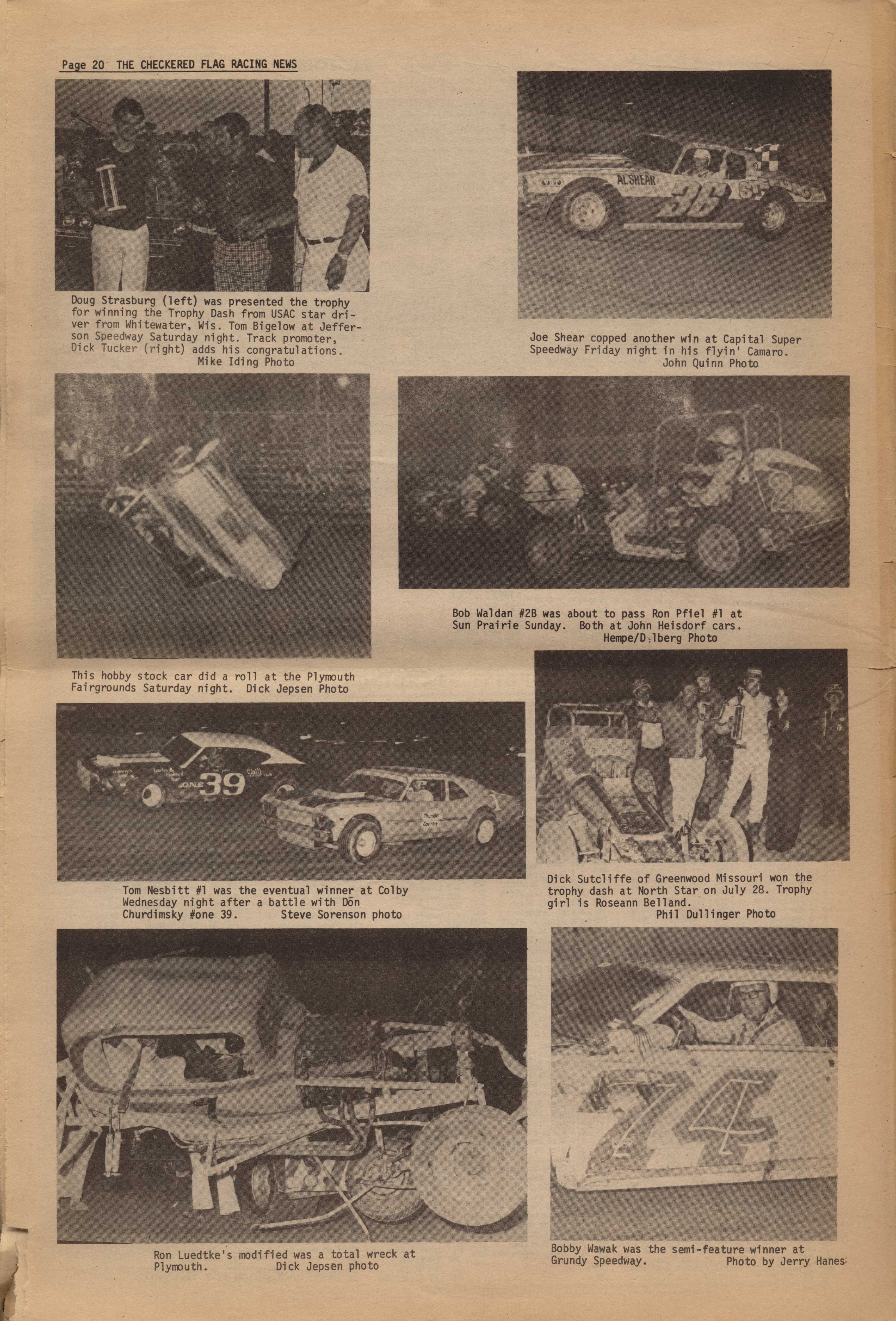 Checkered Flag Racing News July 31, 1974 back cover