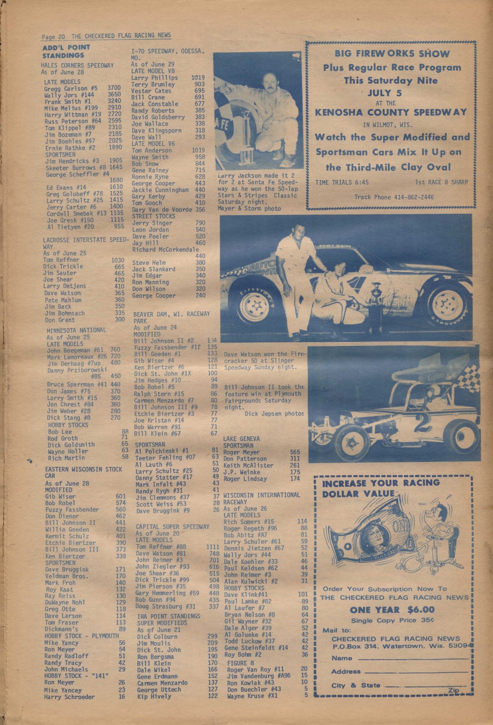 Checkered Flag Racing News July 2, 1975 back cover