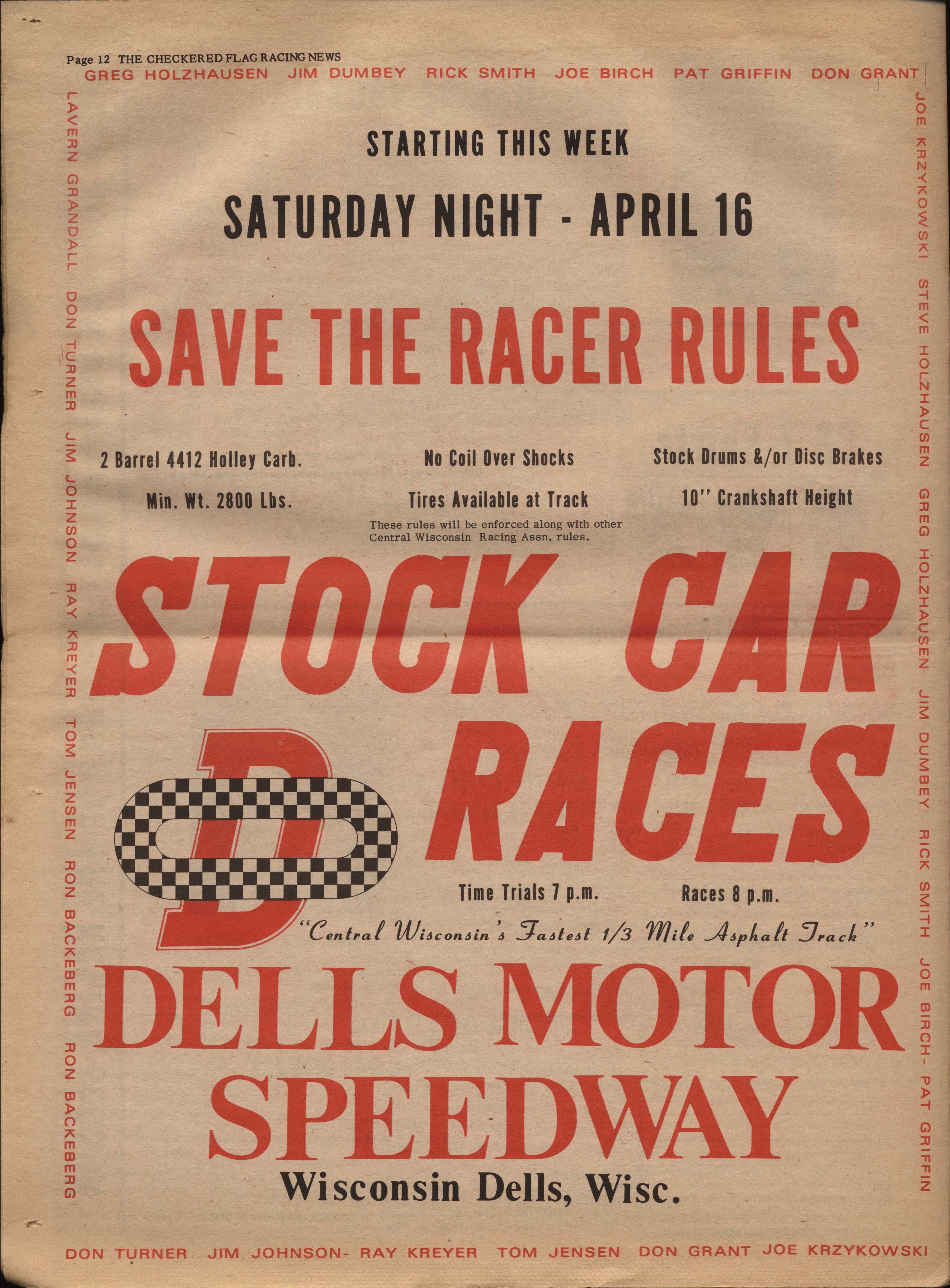 Checkered Flag Racing News back cover