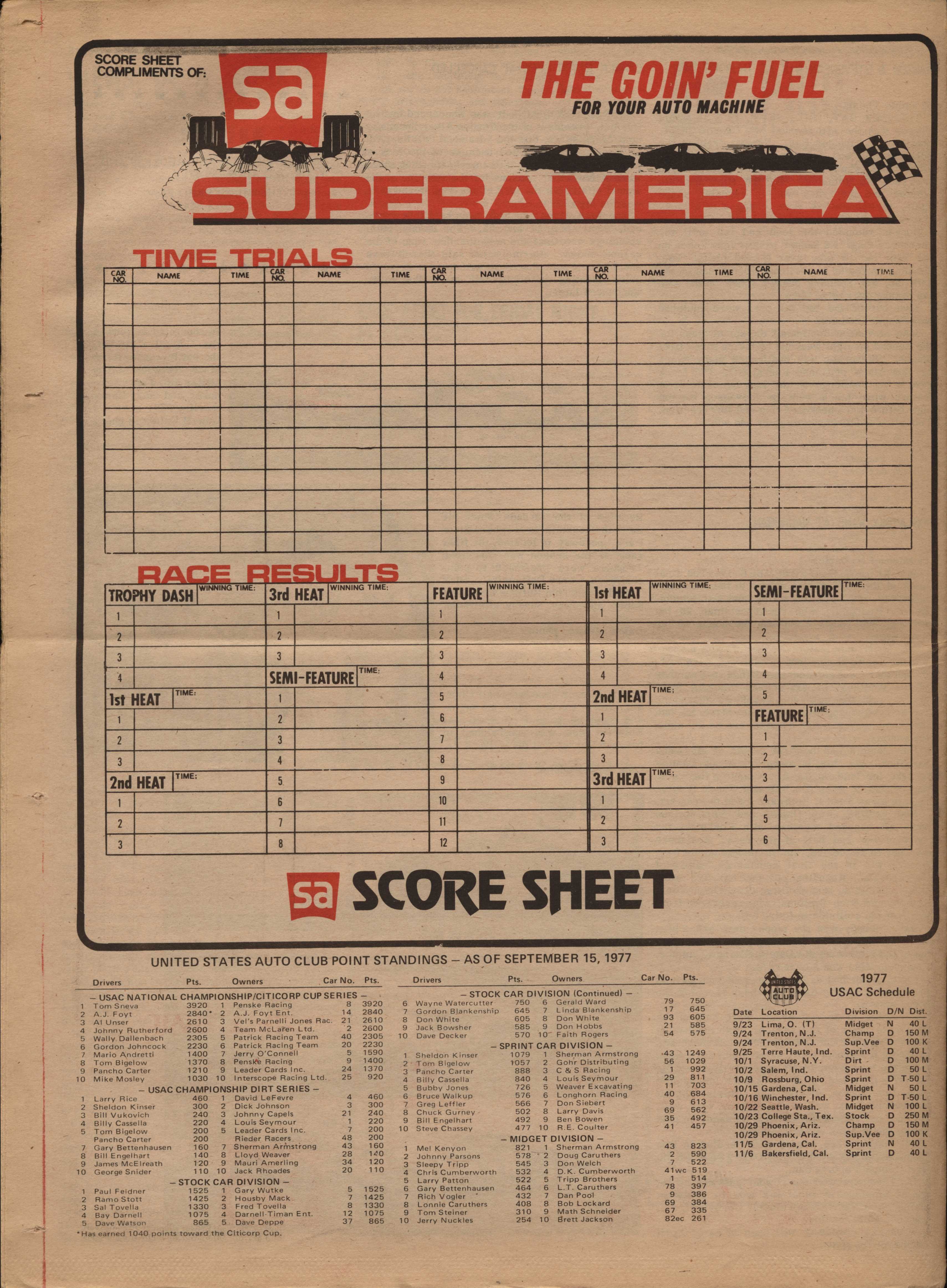 Checkered Flag Racing News back cover