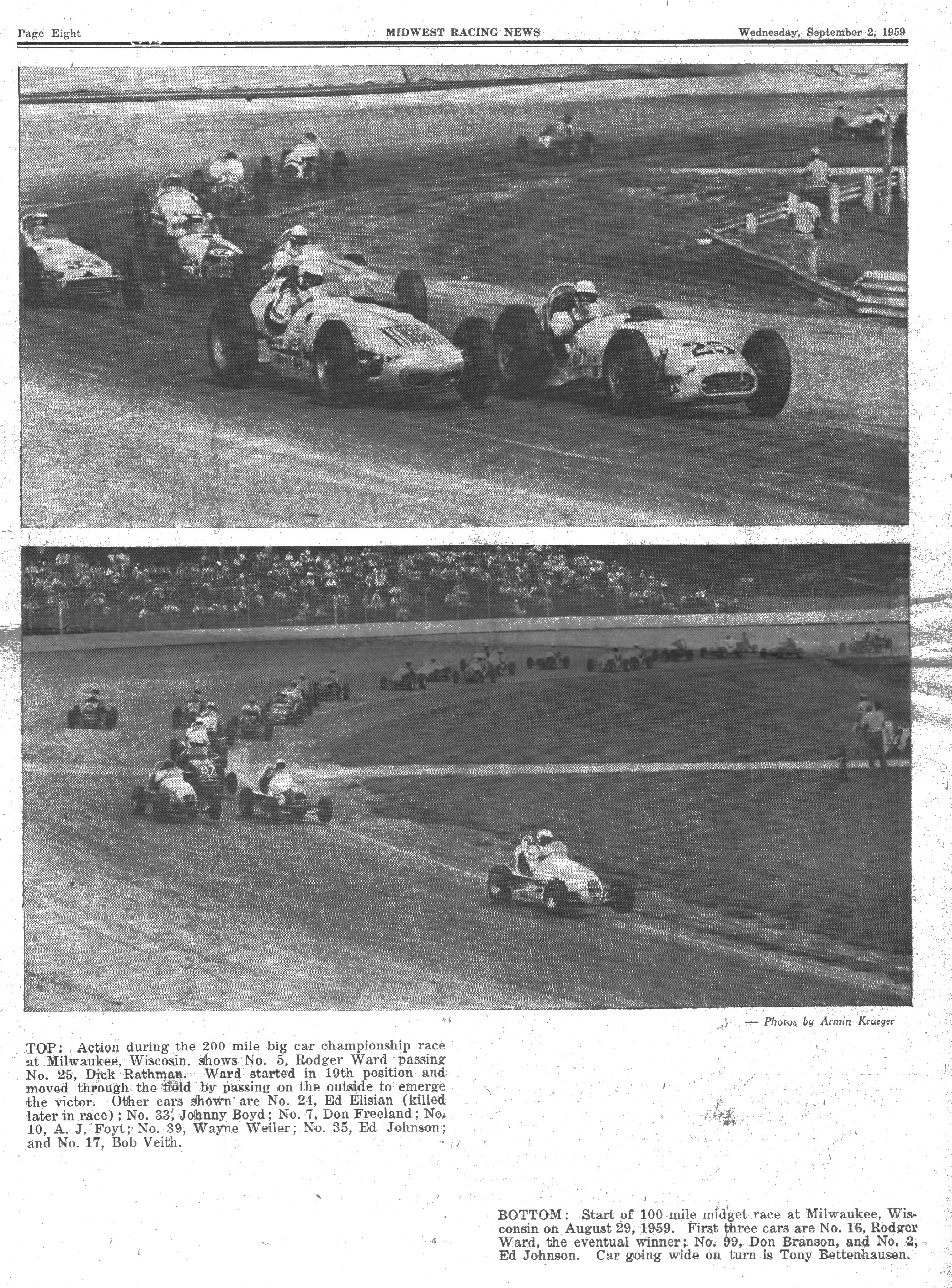 Midwest Racing News September 2, 1959 back cover