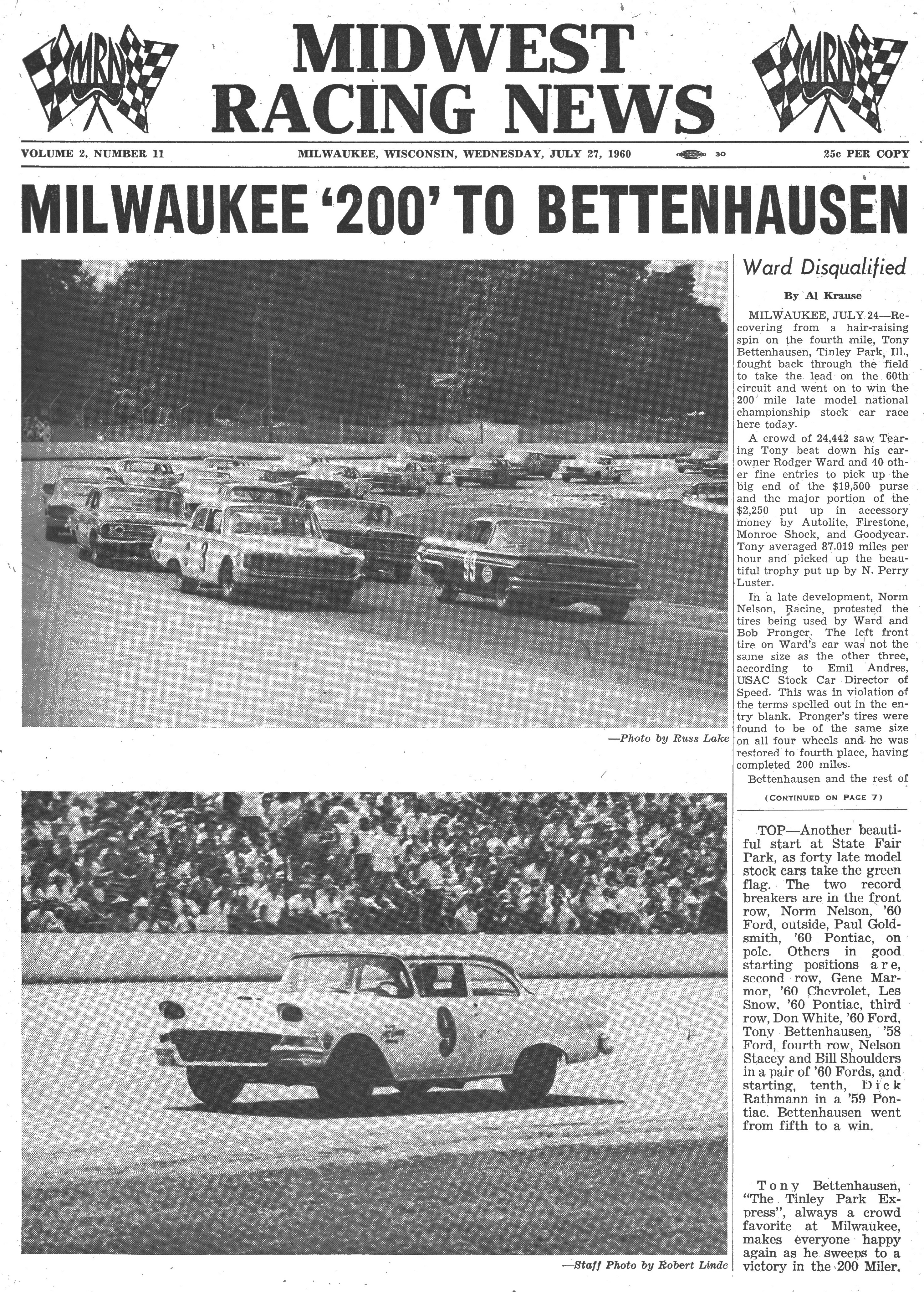 Midwest Racing News Midwest Racing News - 1960-07-27
