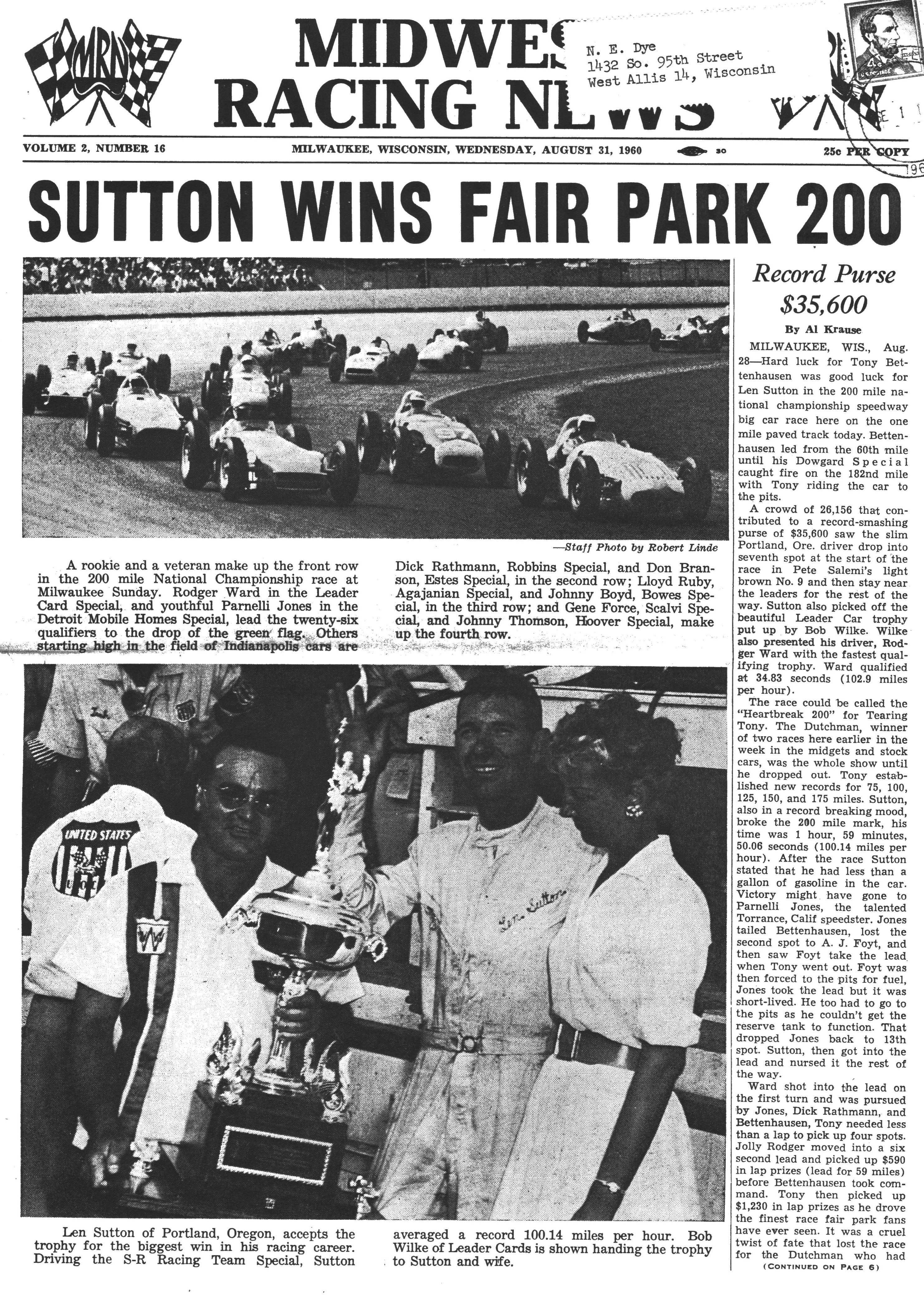 Midwest Racing News Midwest Racing News - 1960-08-31