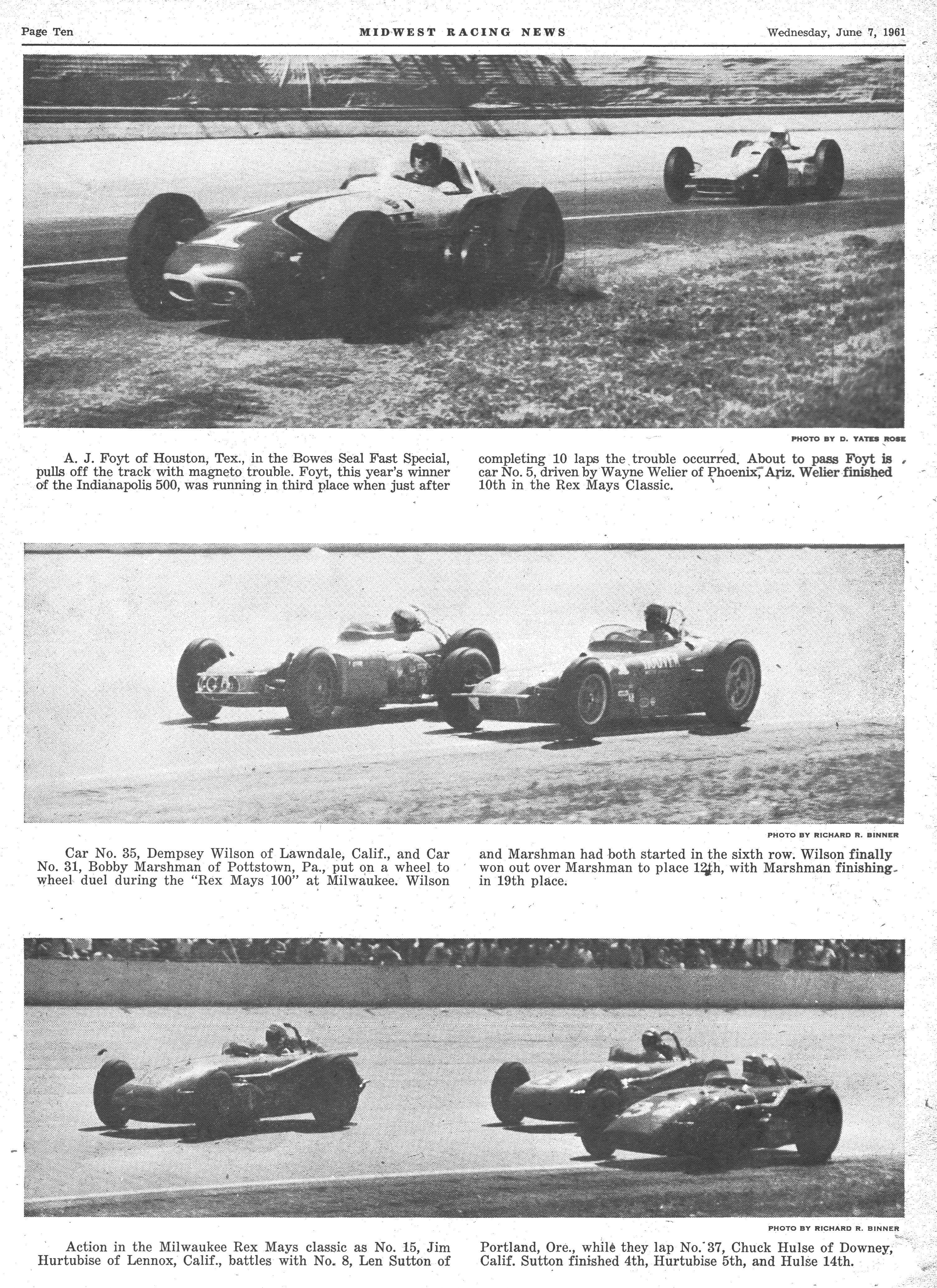 Midwest Racing News June 7, 1961 back cover