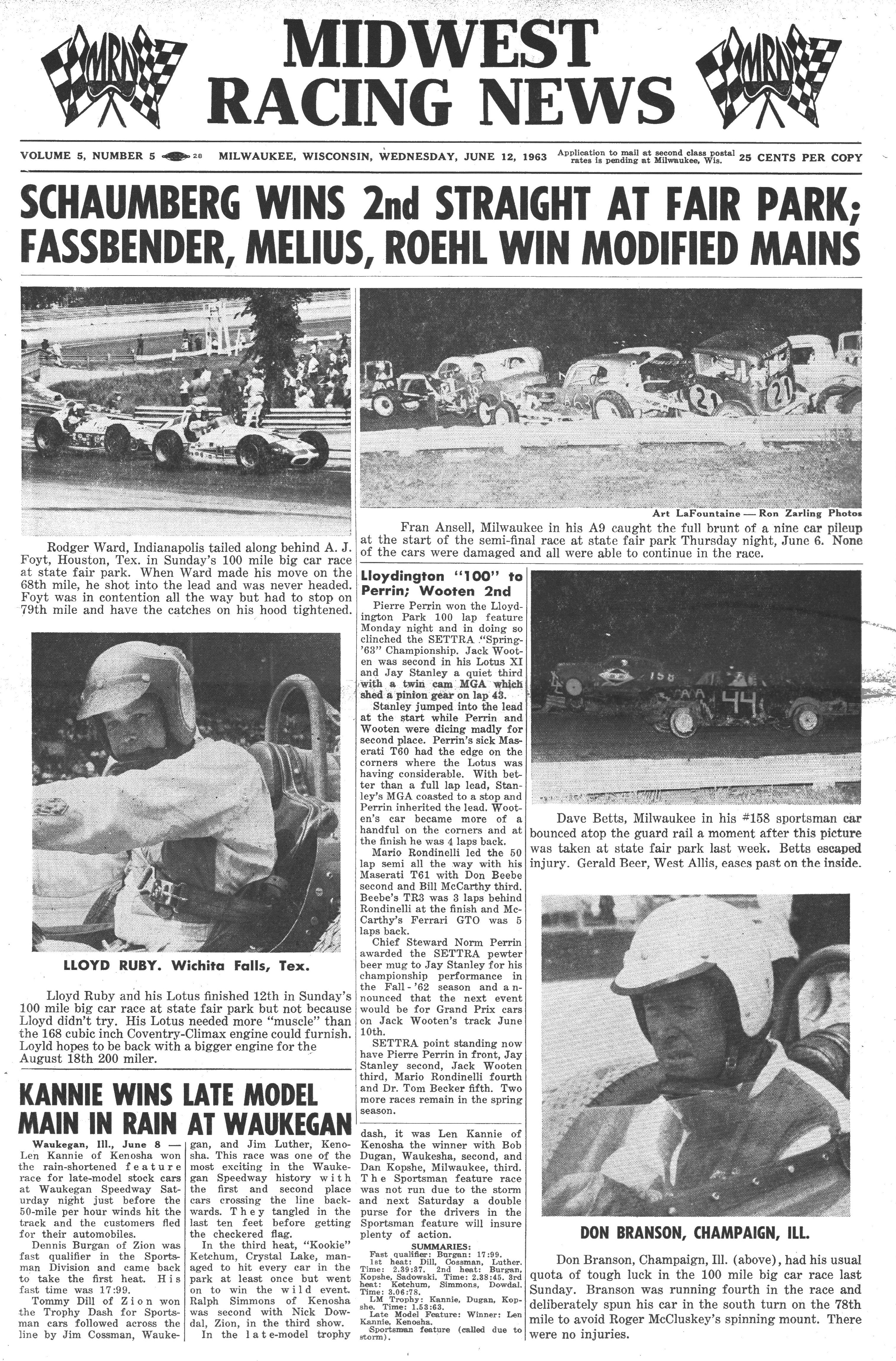 Midwest Racing News June 12, 1963 back cover