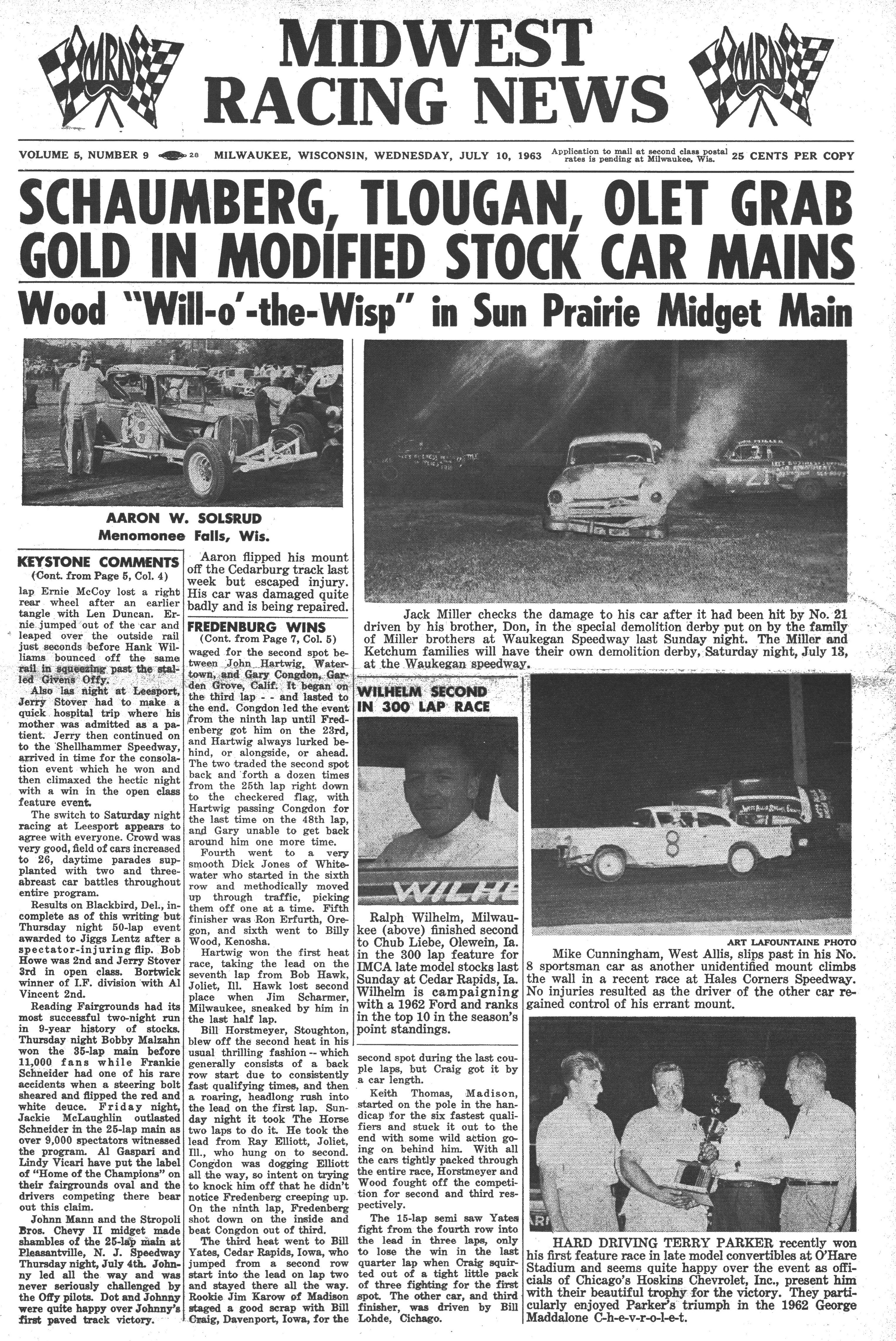 Midwest Racing News July 10, 1963 back cover