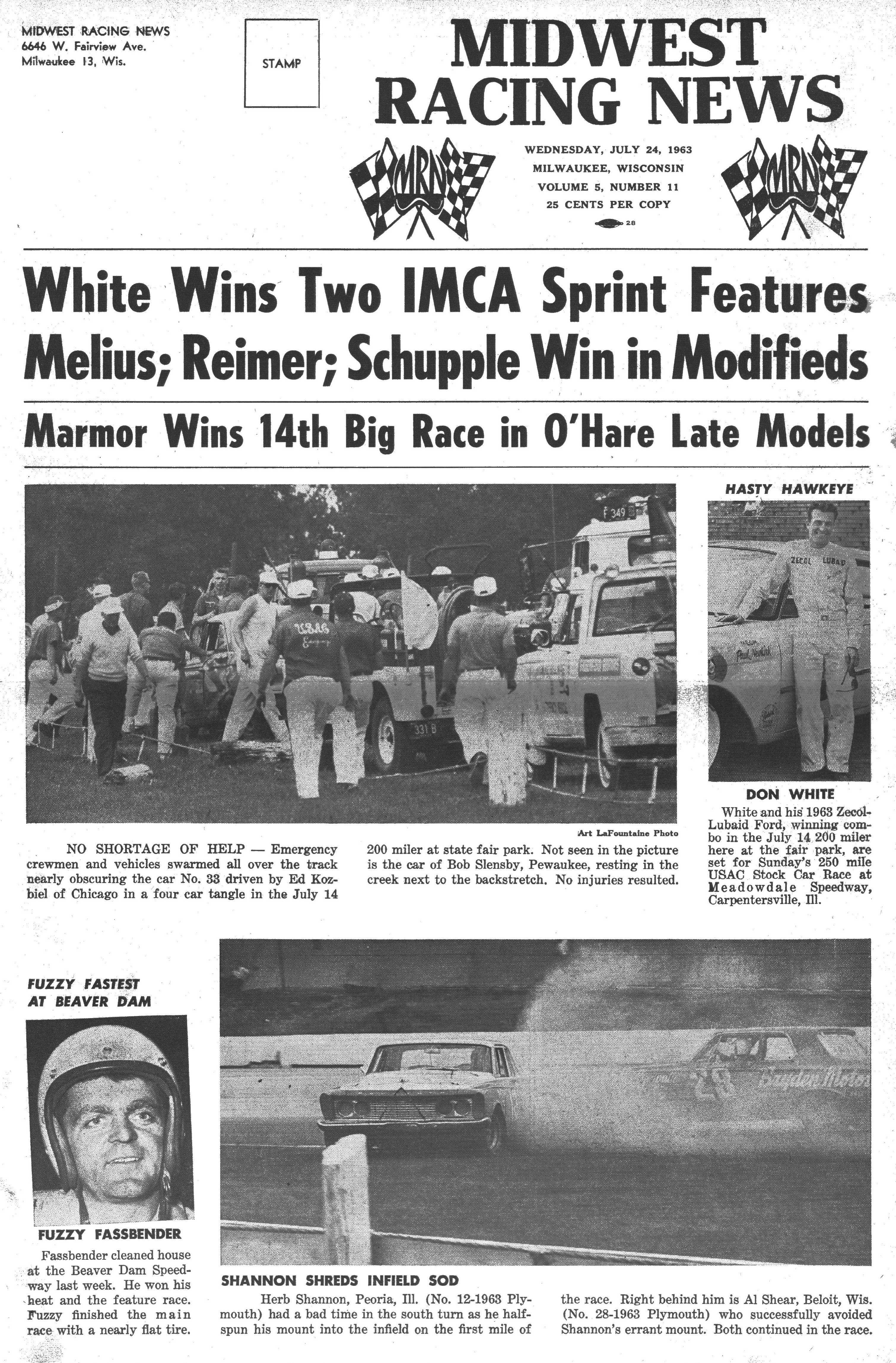 Midwest Racing News July 24, 1963 back cover