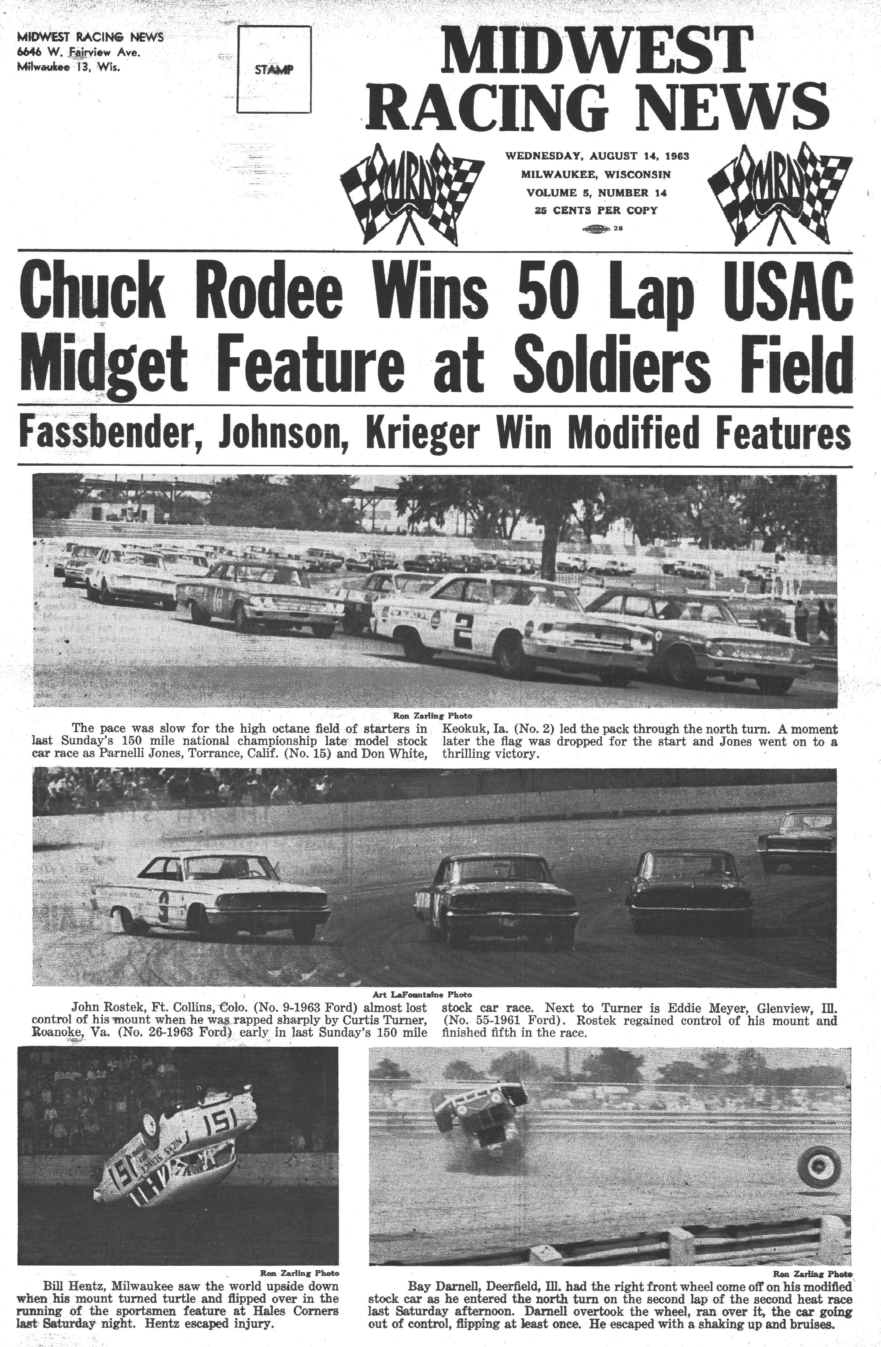 Midwest Racing News August 14, 1963 back cover