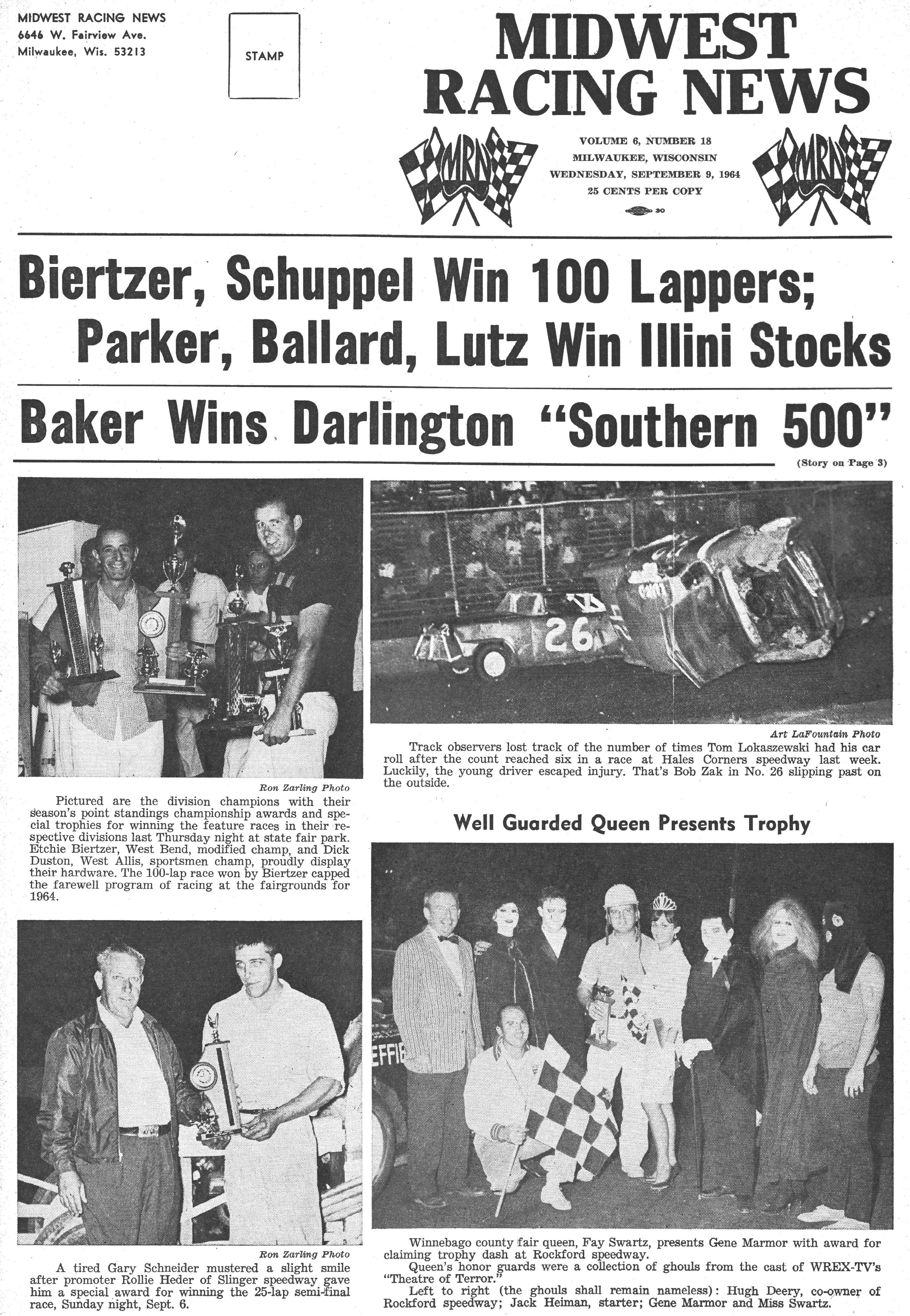 Midwest Racing News September 9, 1964 back cover