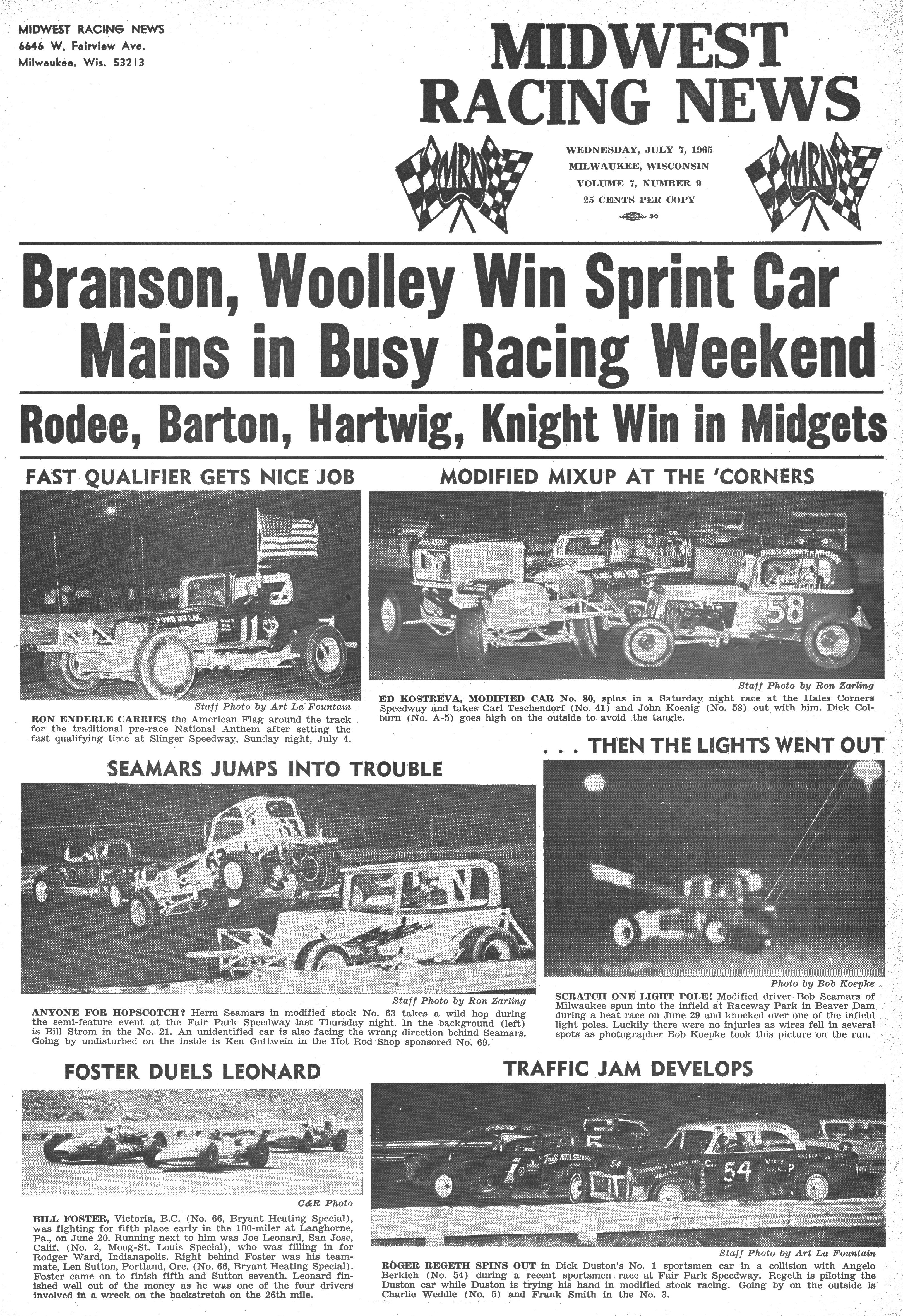 Midwest Racing News July 7, 1965 back cover