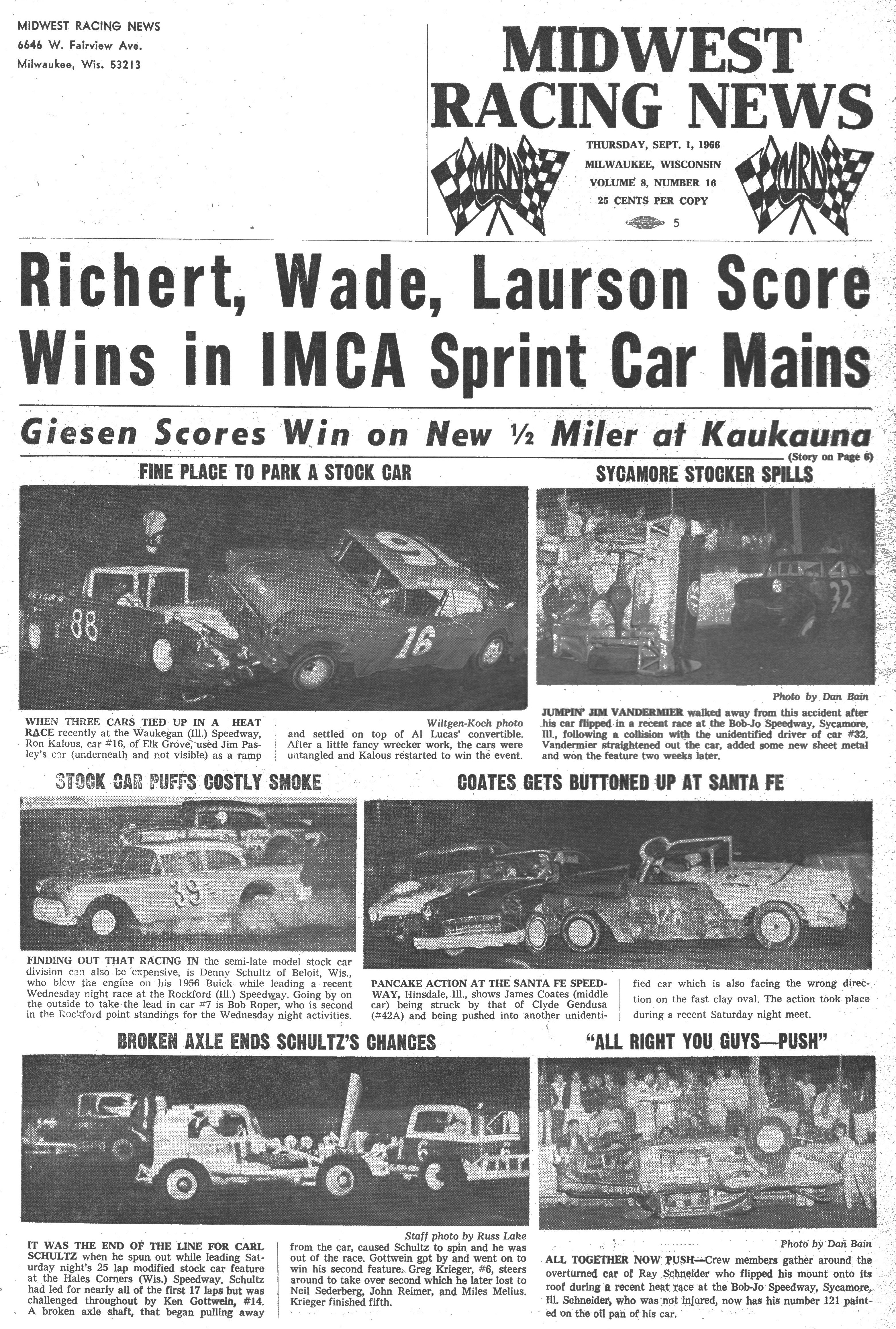 Midwest Racing News September 1, 1966 back cover