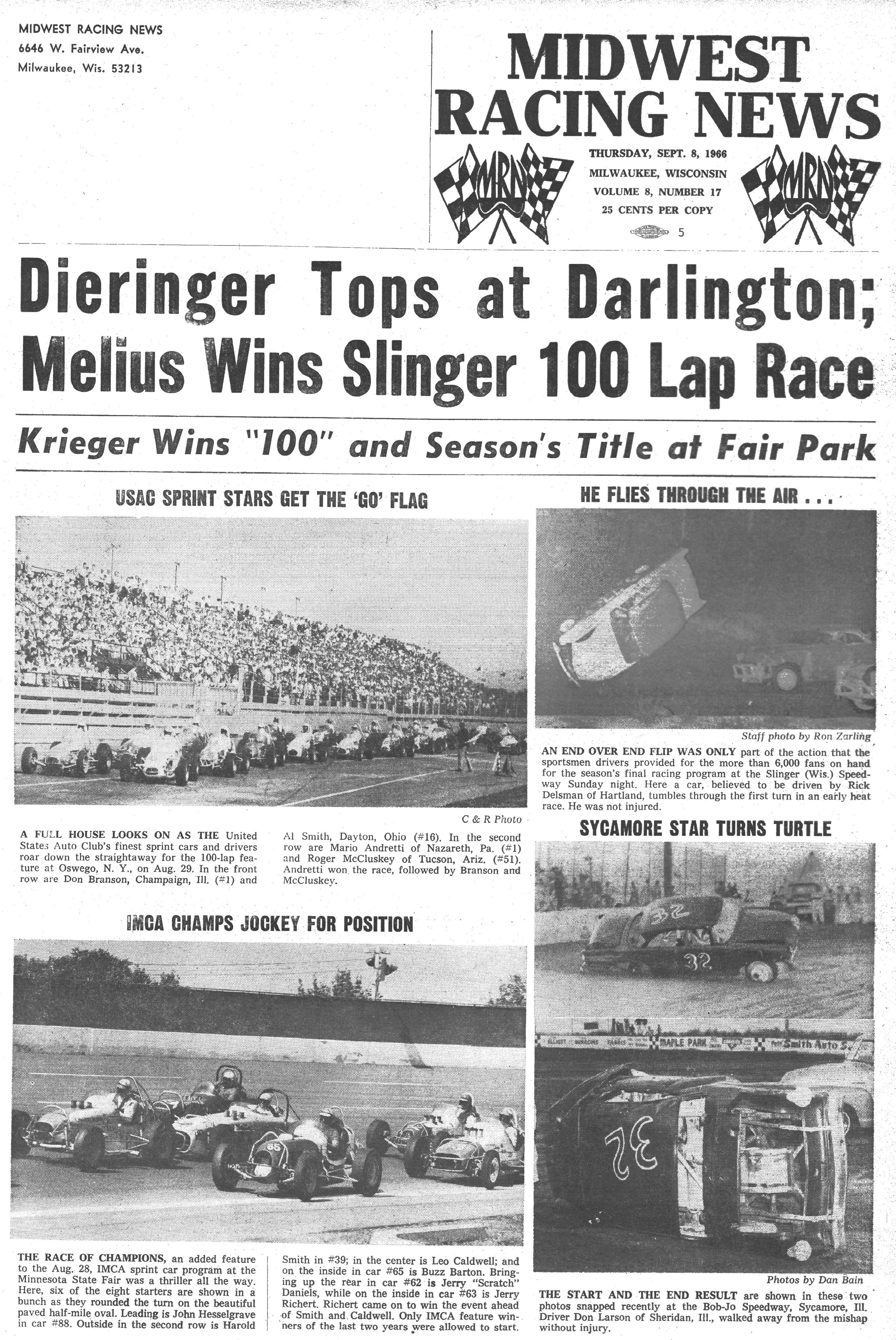 Midwest Racing News September 8, 1966 back cover