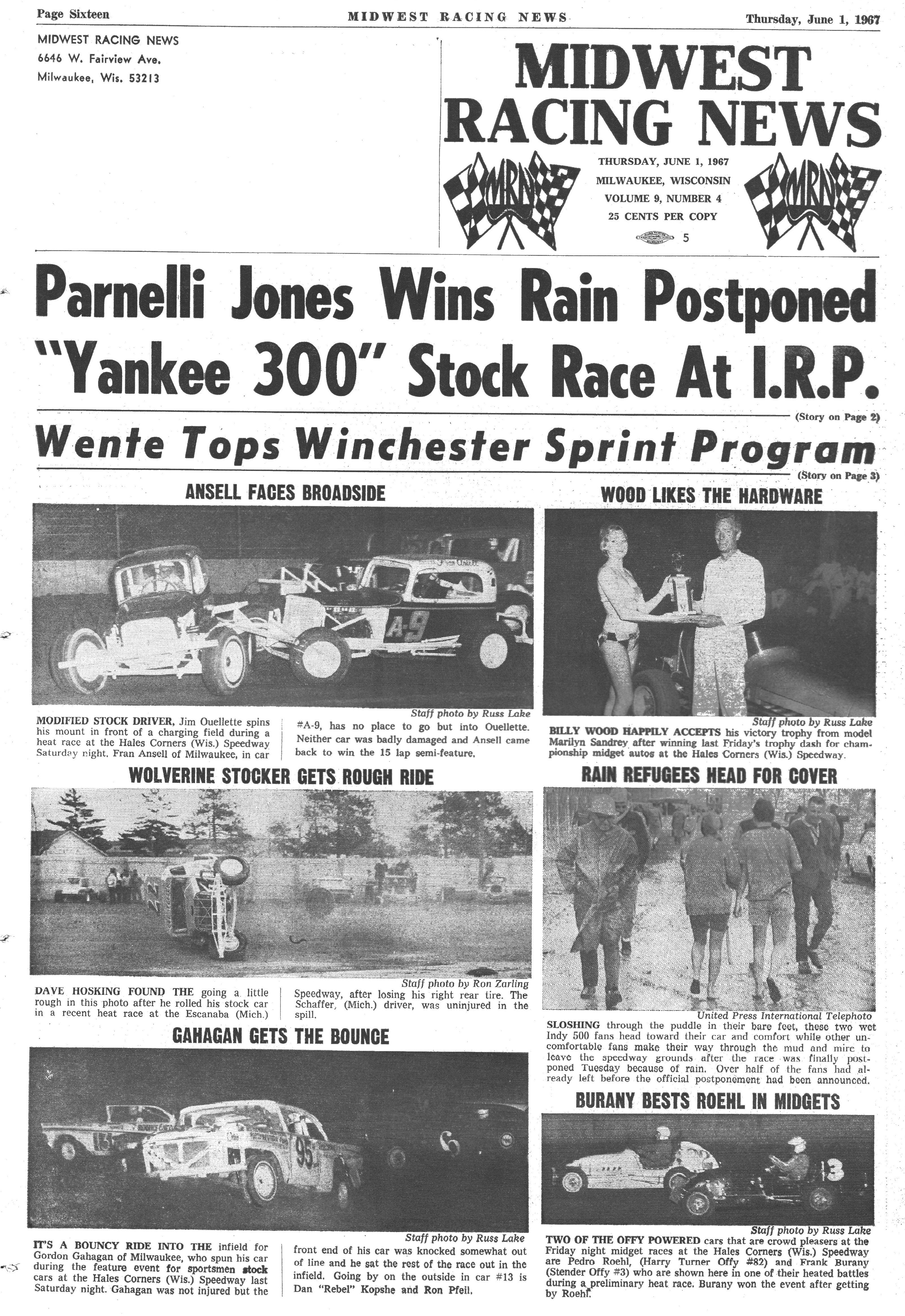 Midwest Racing News June 1, 1967 back cover