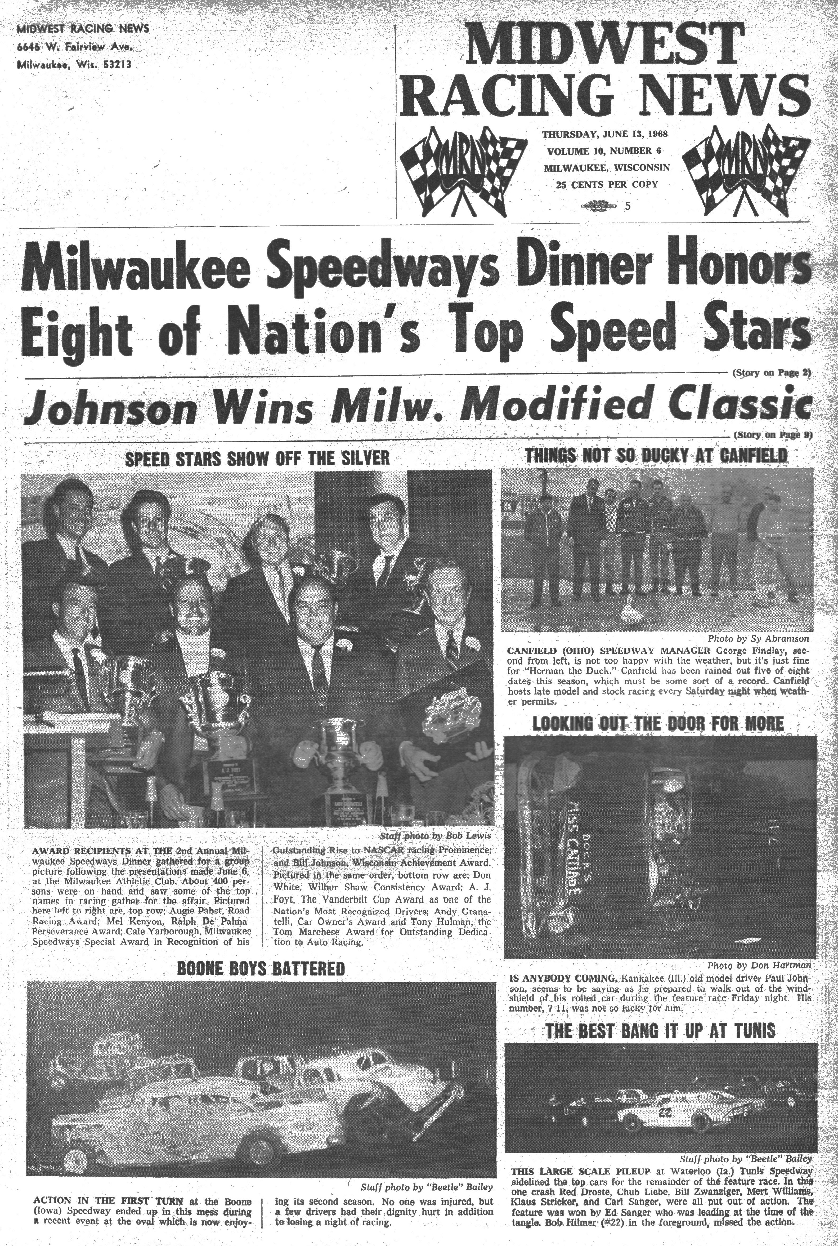 Midwest Racing News June 13, 1968 back cover