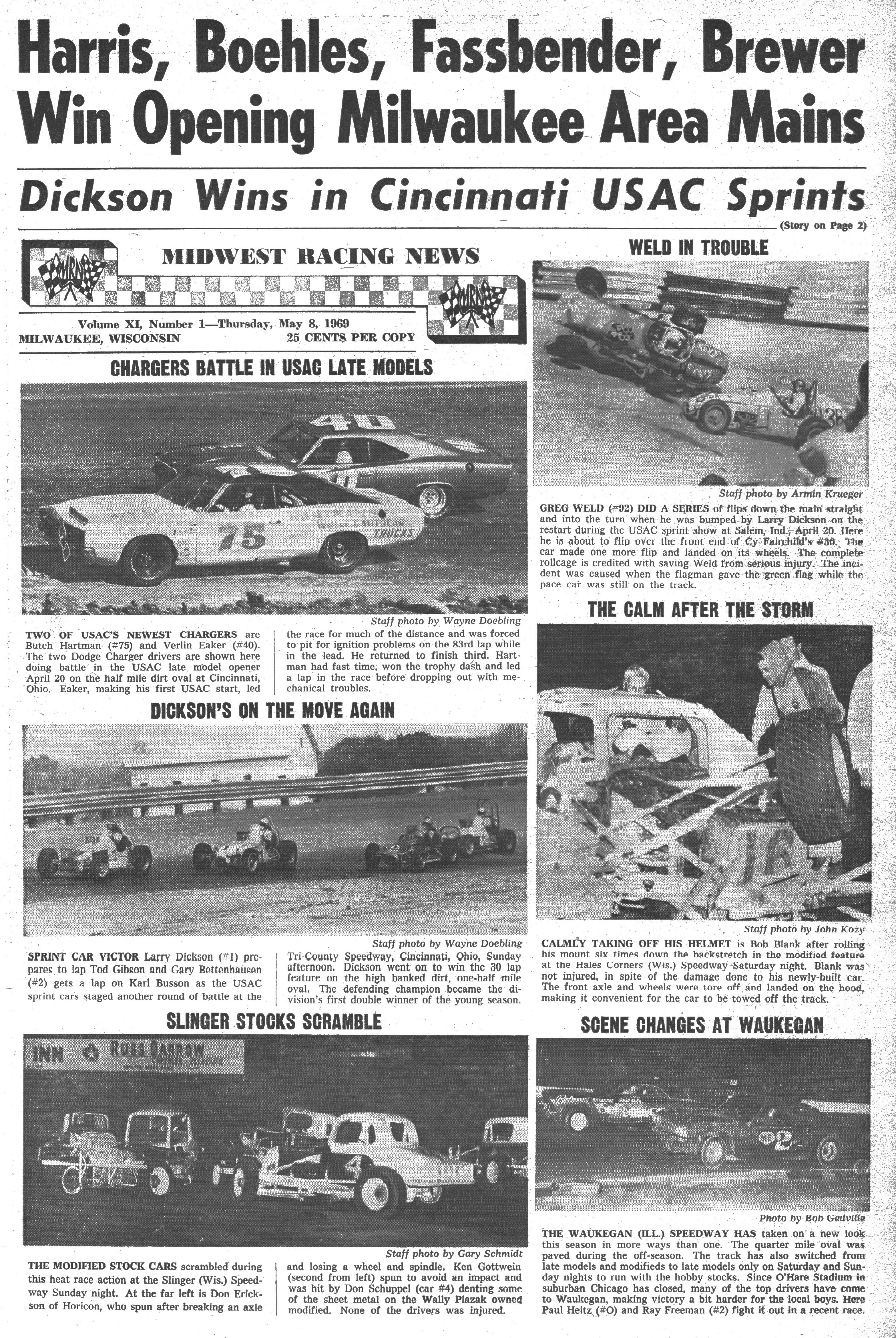Midwest Racing News May 8, 1969 back cover