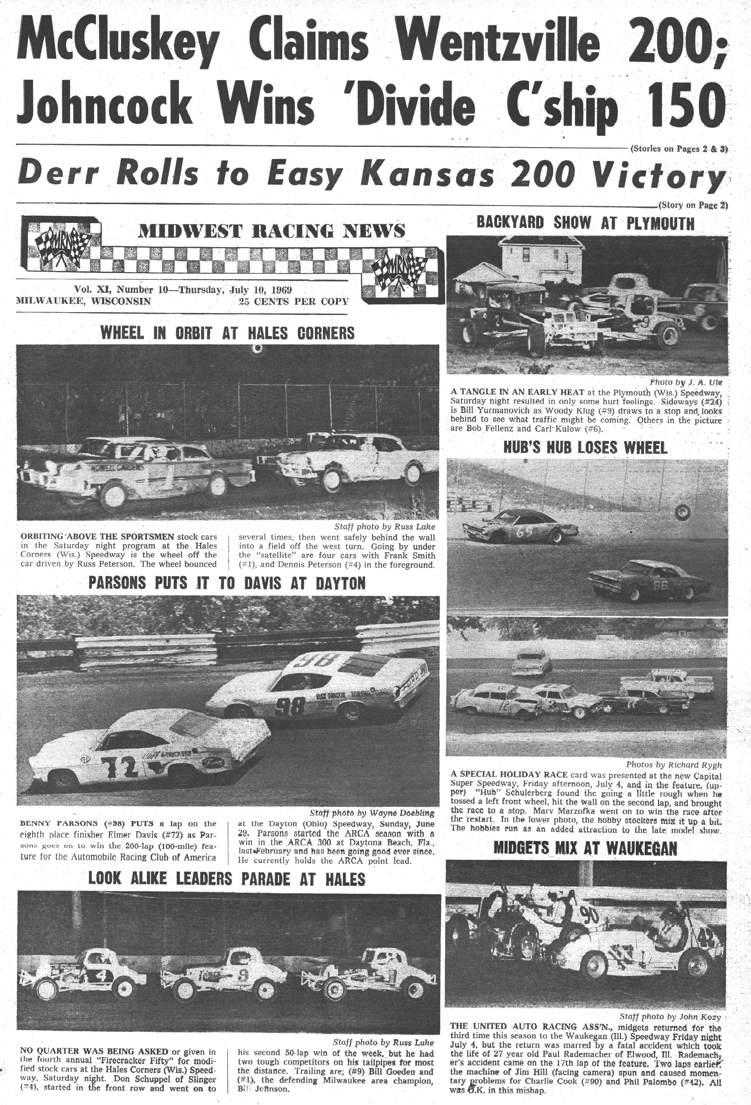 Midwest Racing News July 10, 1969 back cover