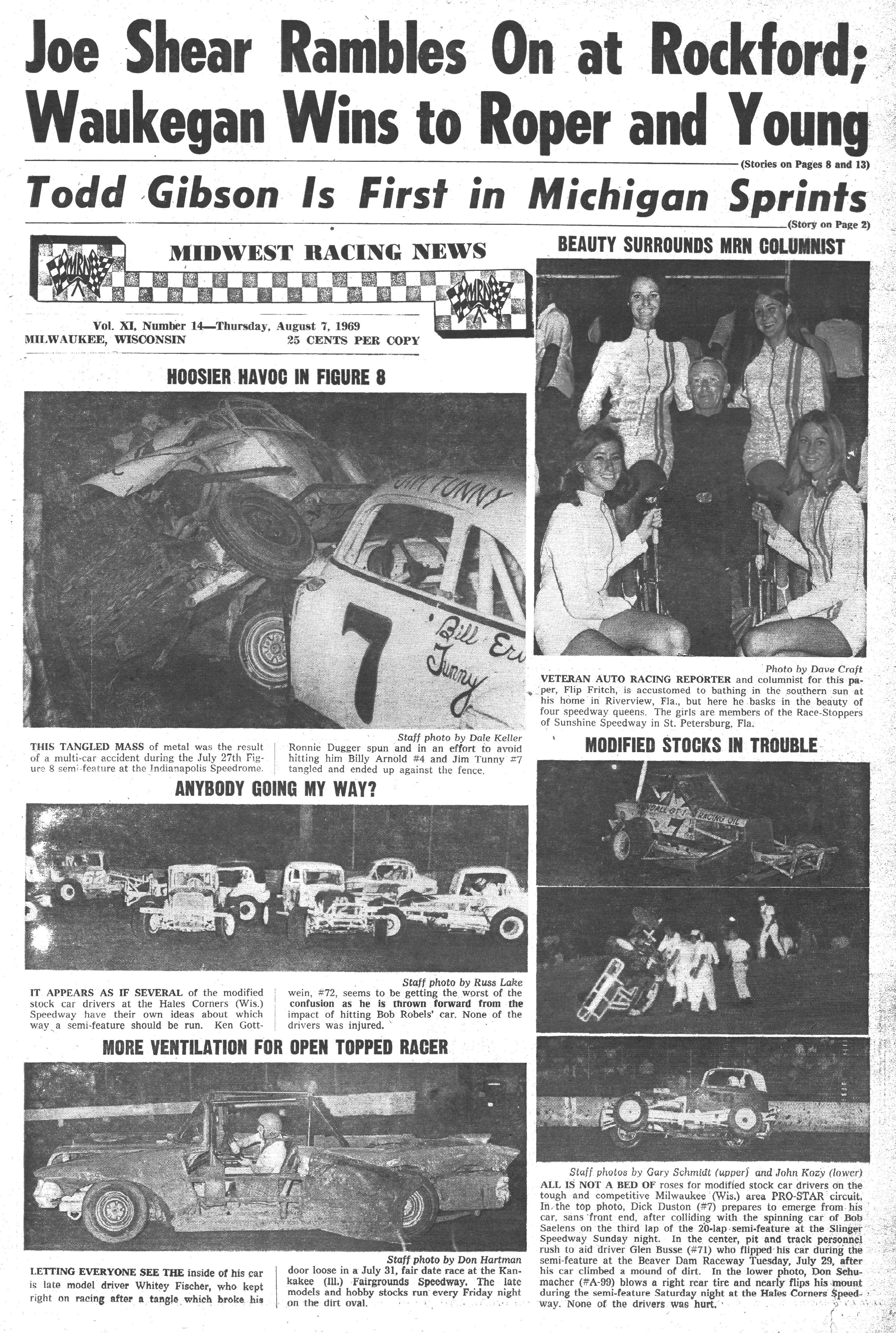 Midwest Racing News August 7, 1969 back cover
