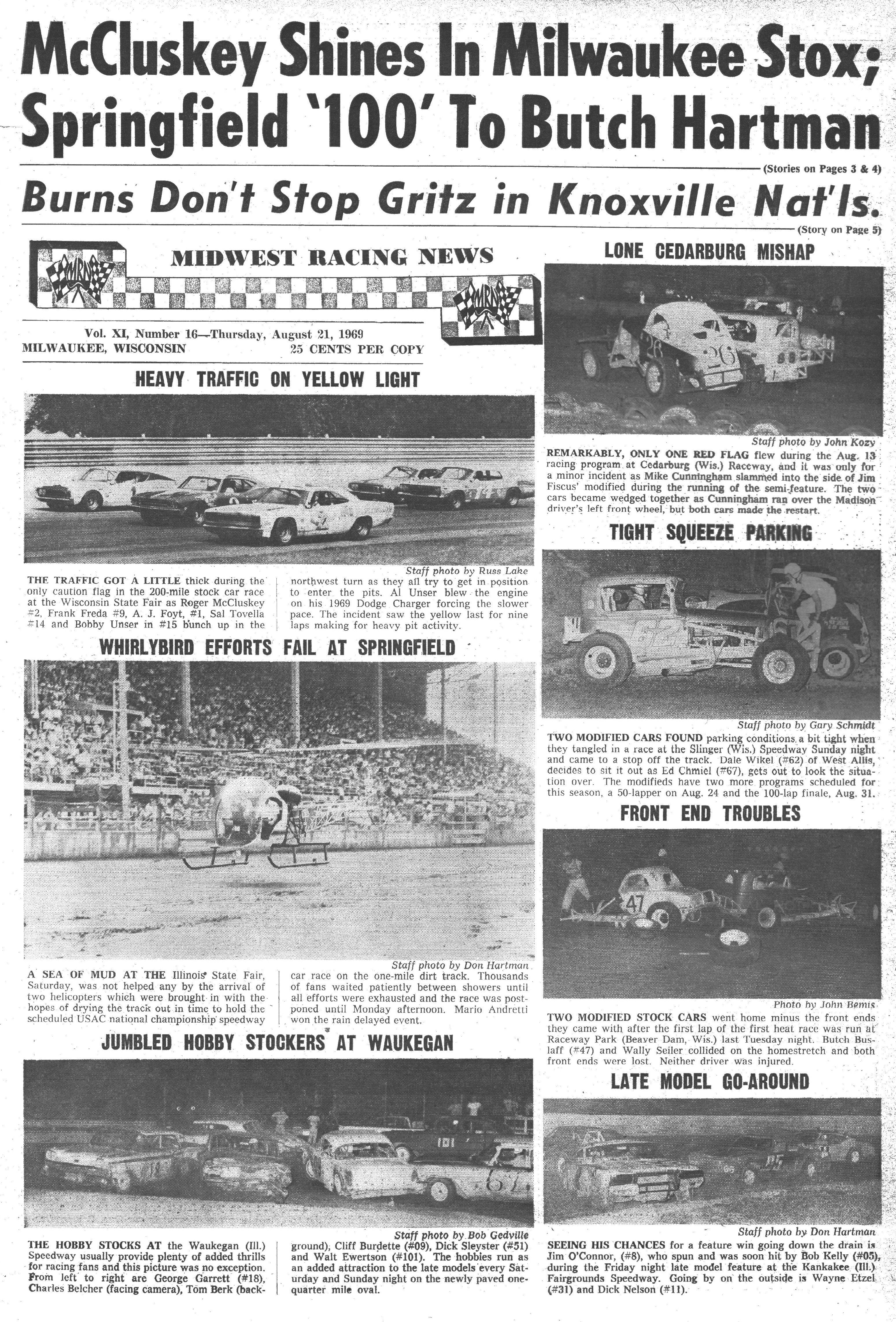 Midwest Racing News August 21, 1969 back cover
