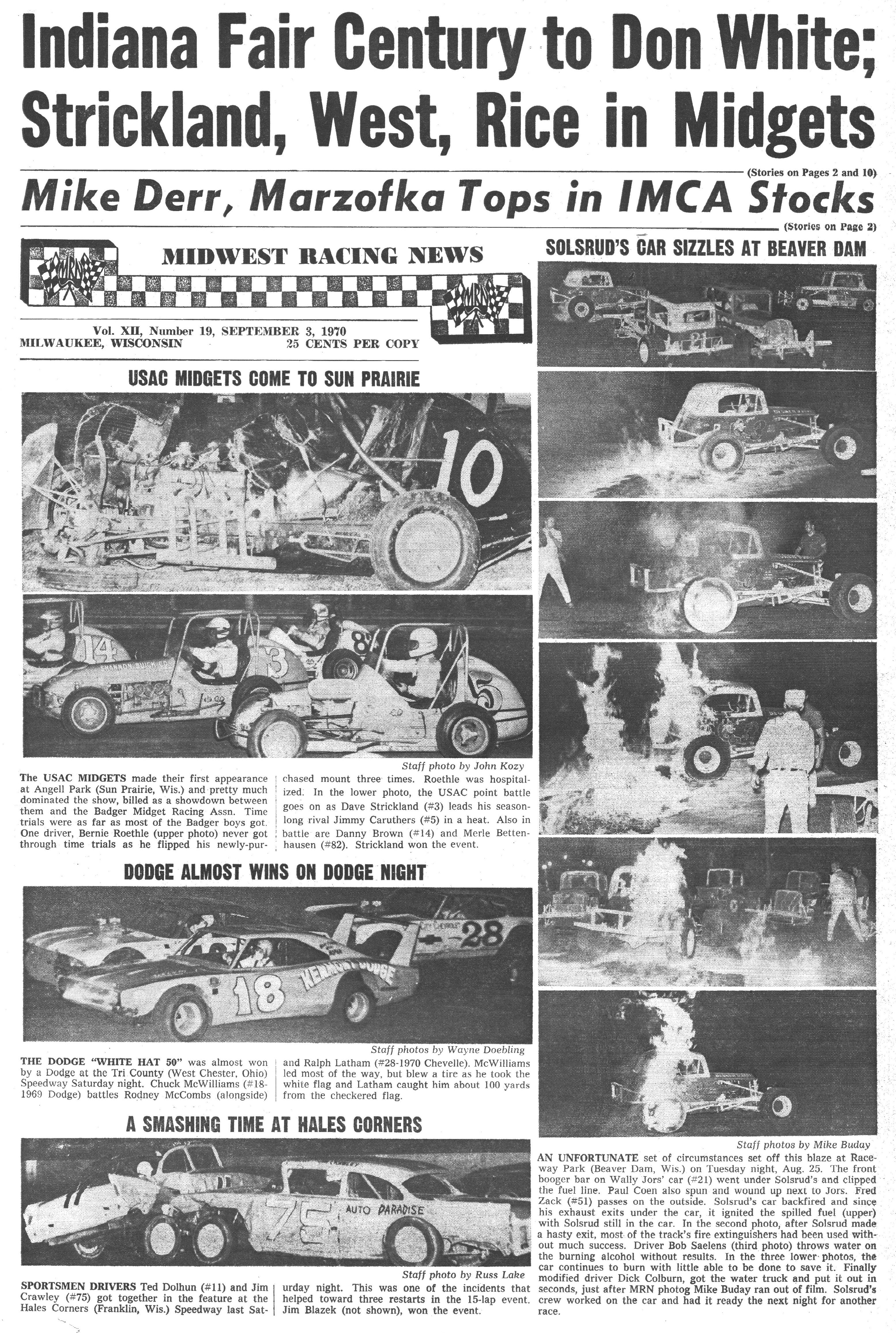 Midwest Racing News September 3, 1970 back cover