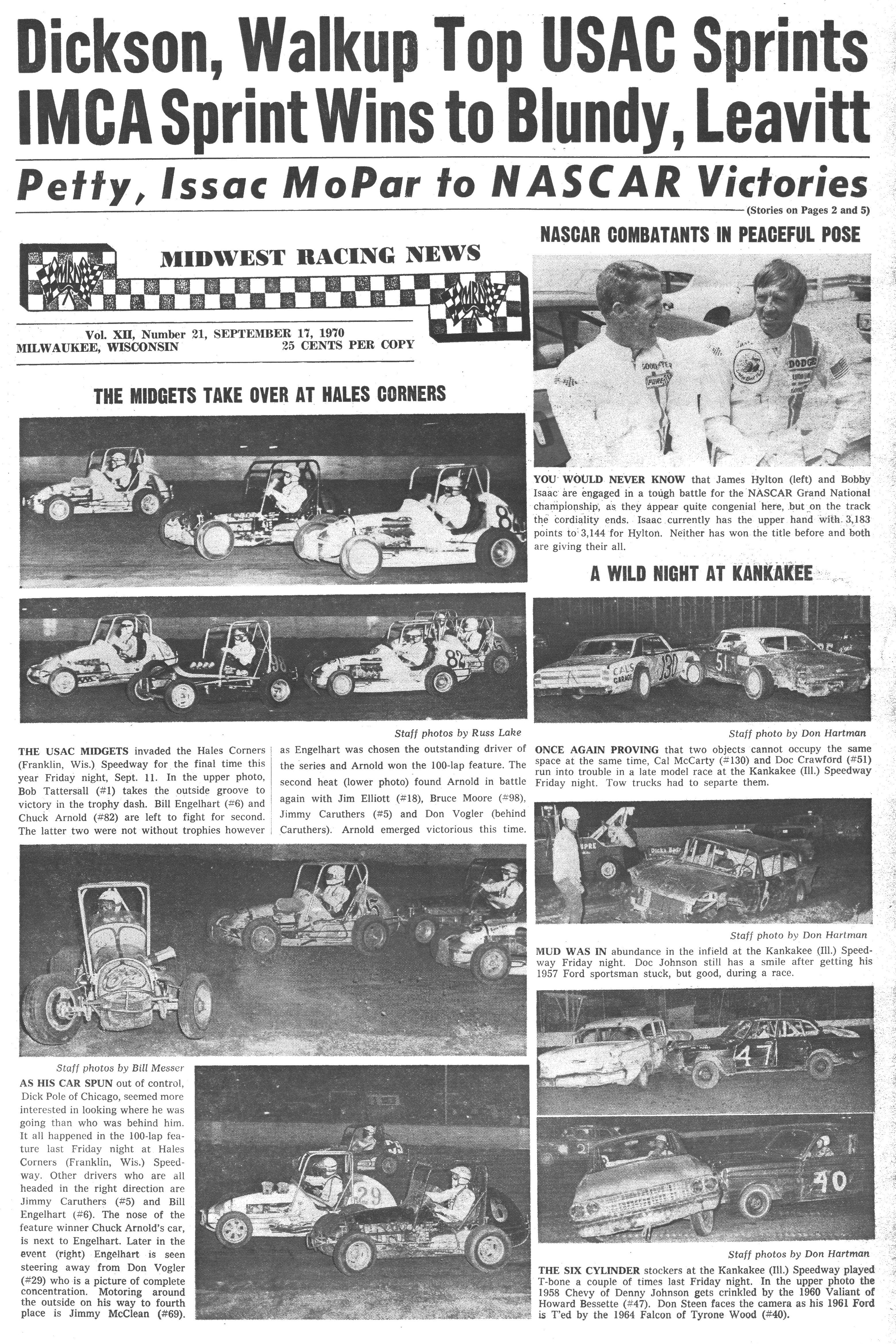 Midwest Racing News September 17, 1970 back cover