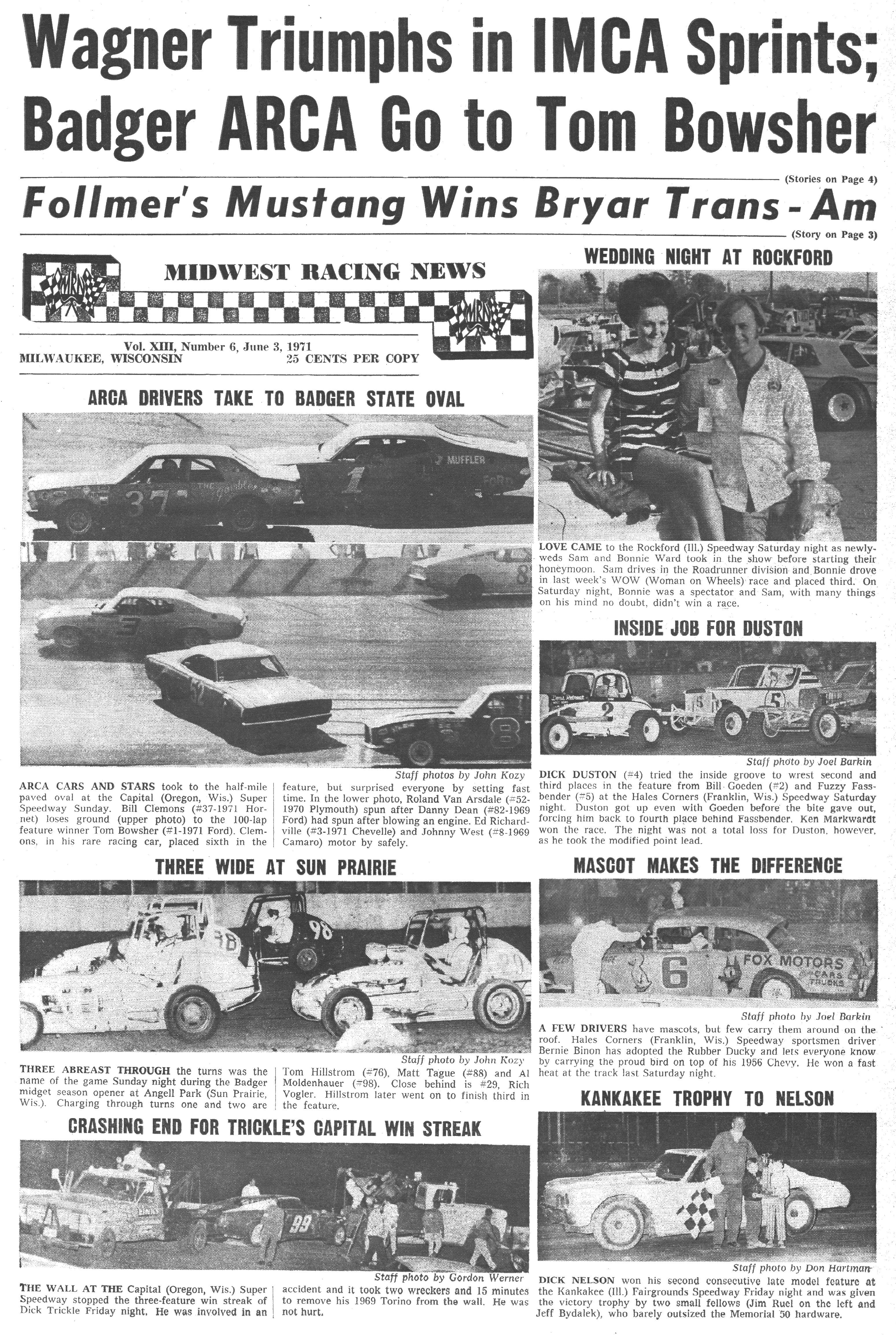 Midwest Racing News June 3, 1971 back cover