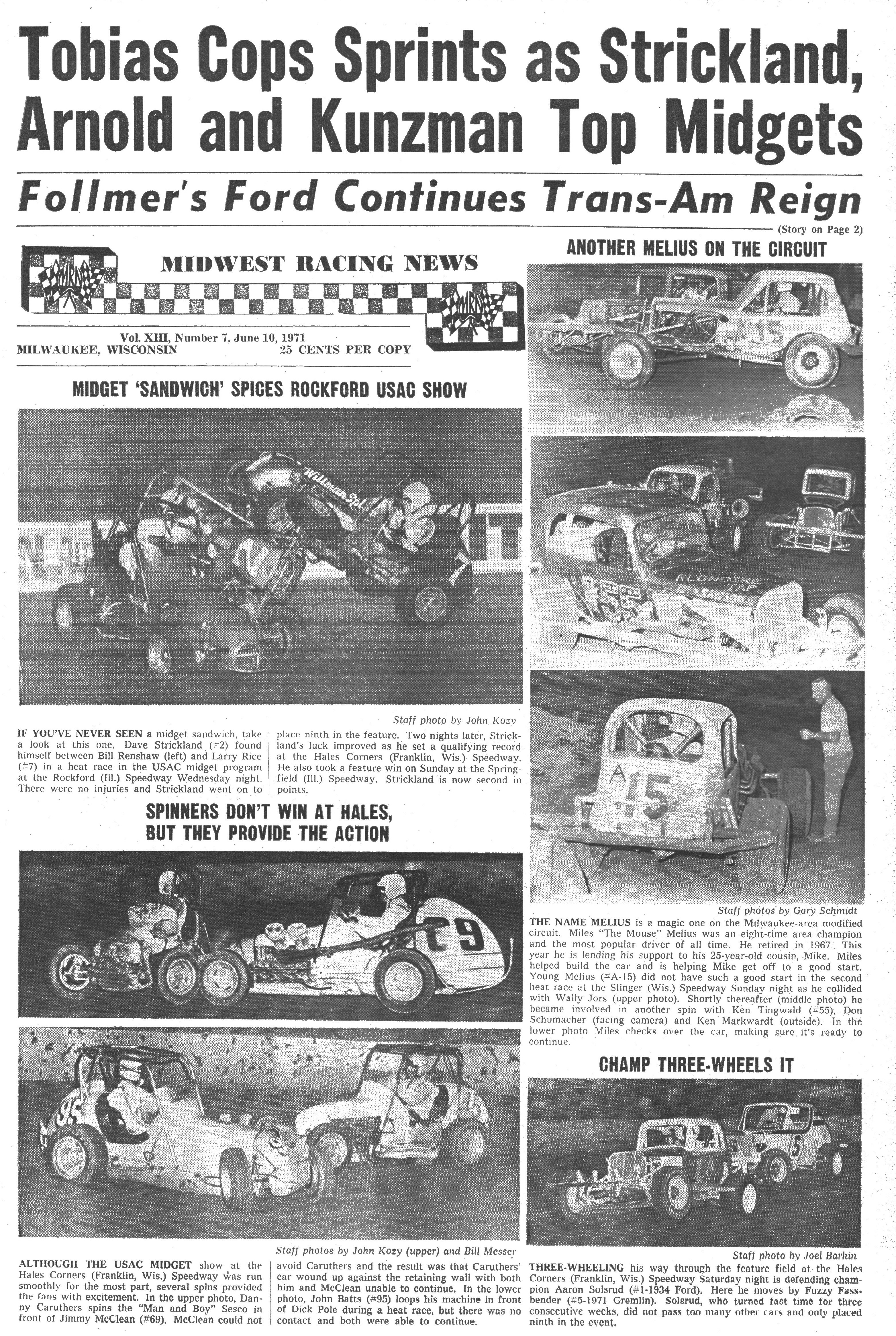 Midwest Racing News June 10, 1971 back cover