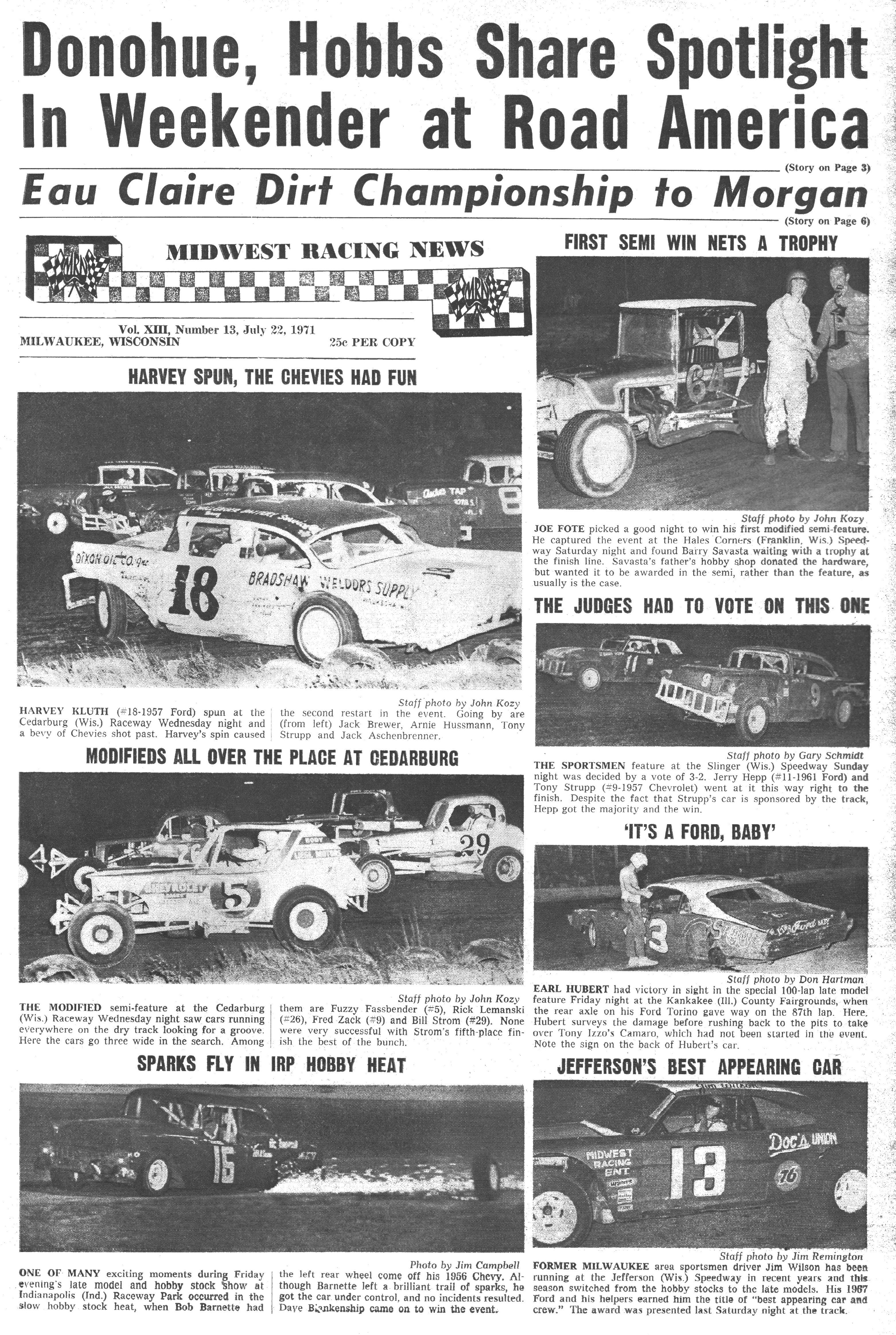 Midwest Racing News July 22, 1971 back cover