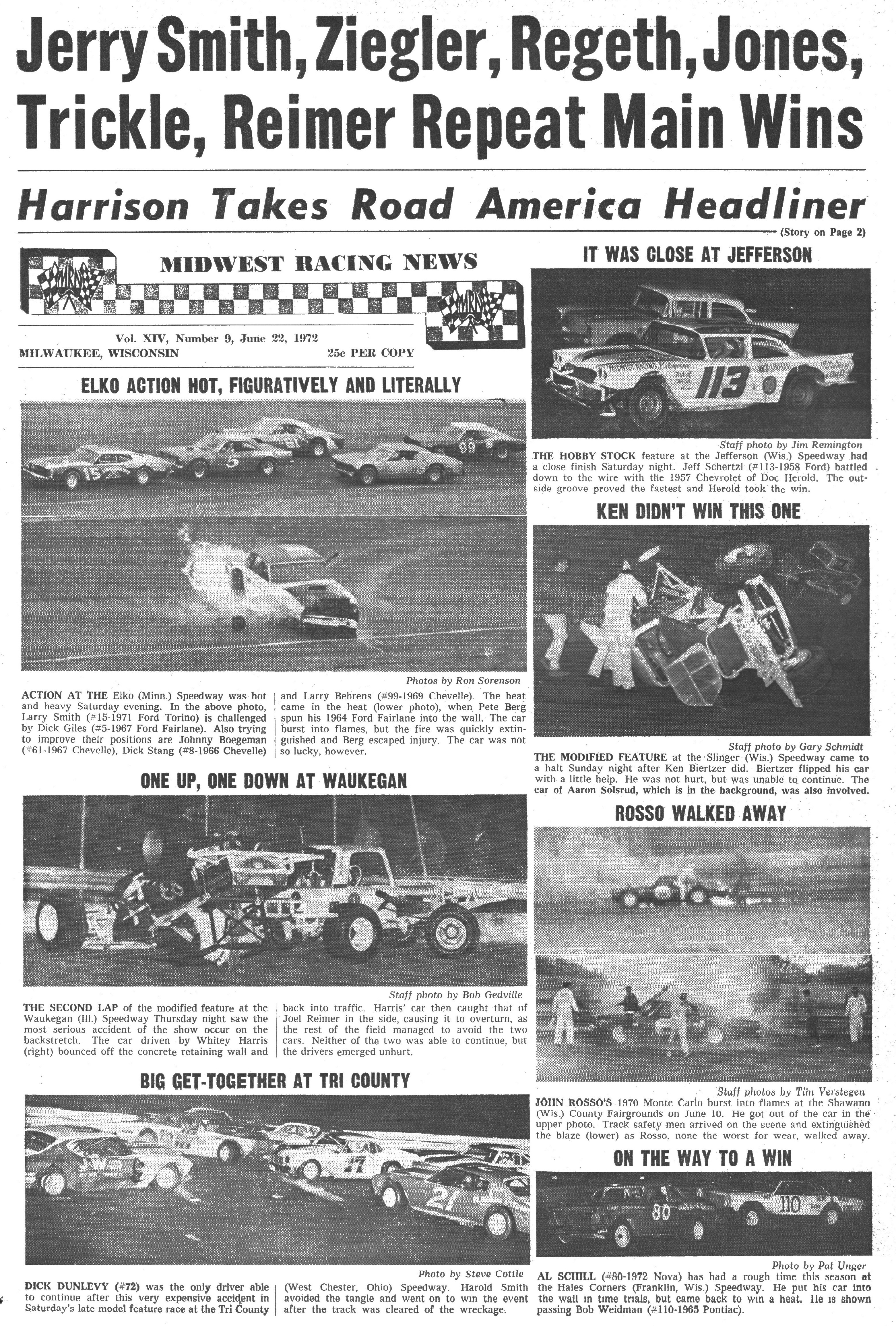 Midwest Racing News June 22, 1972 back cover