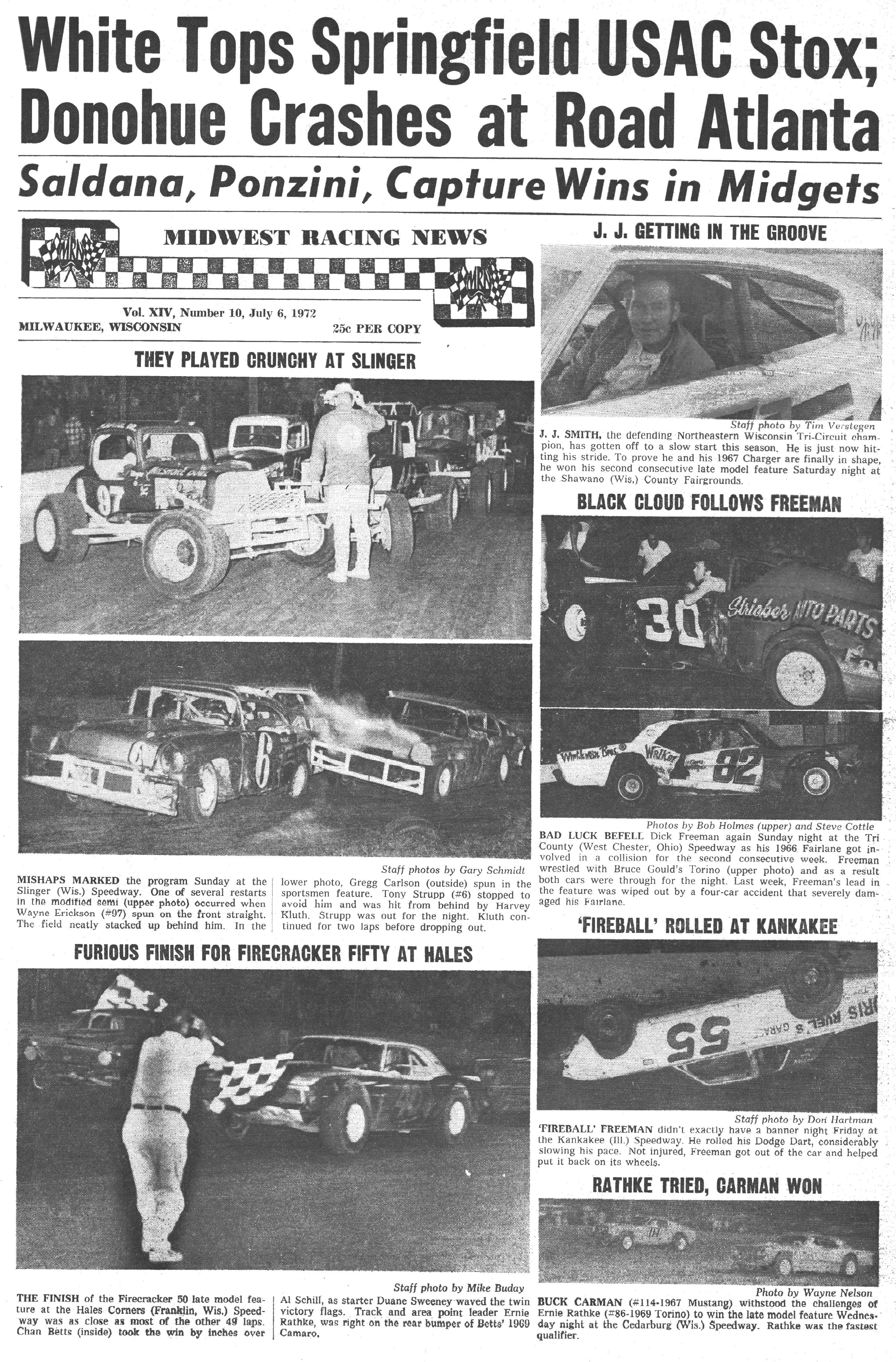 Midwest Racing News July 6, 1972 back cover