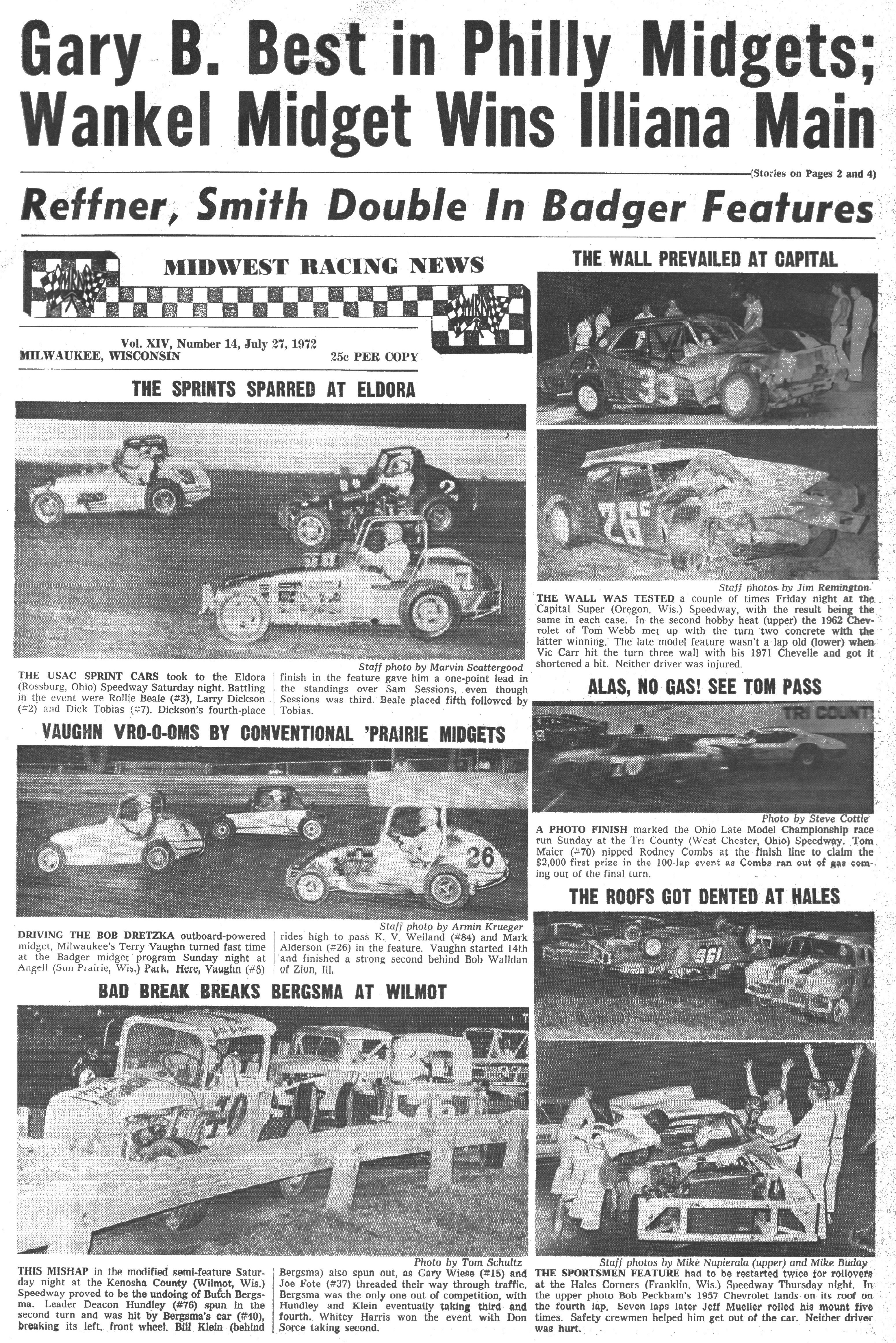 Midwest Racing News July 27, 1972 back cover