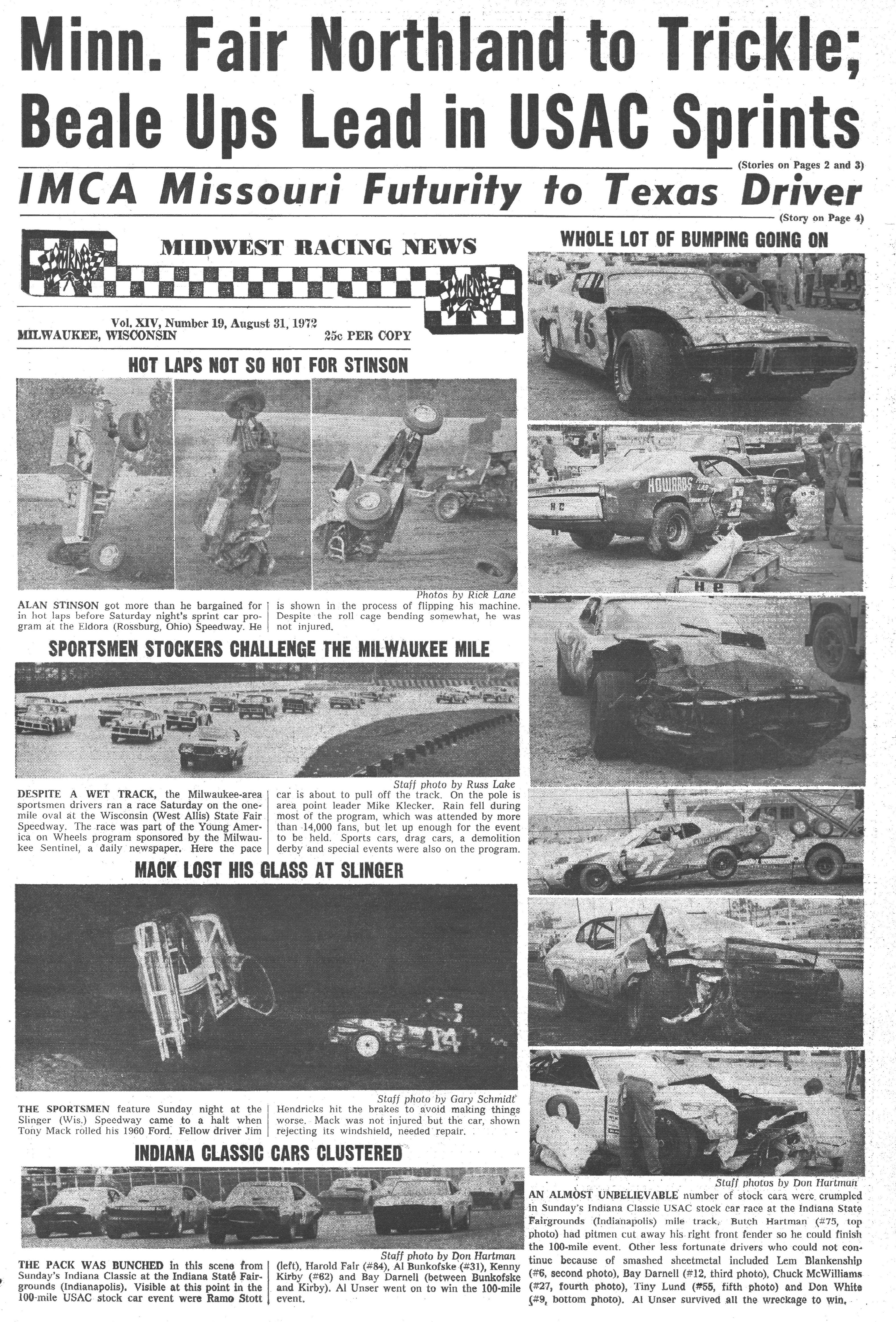 Midwest Racing News August 31, 1972 back cover