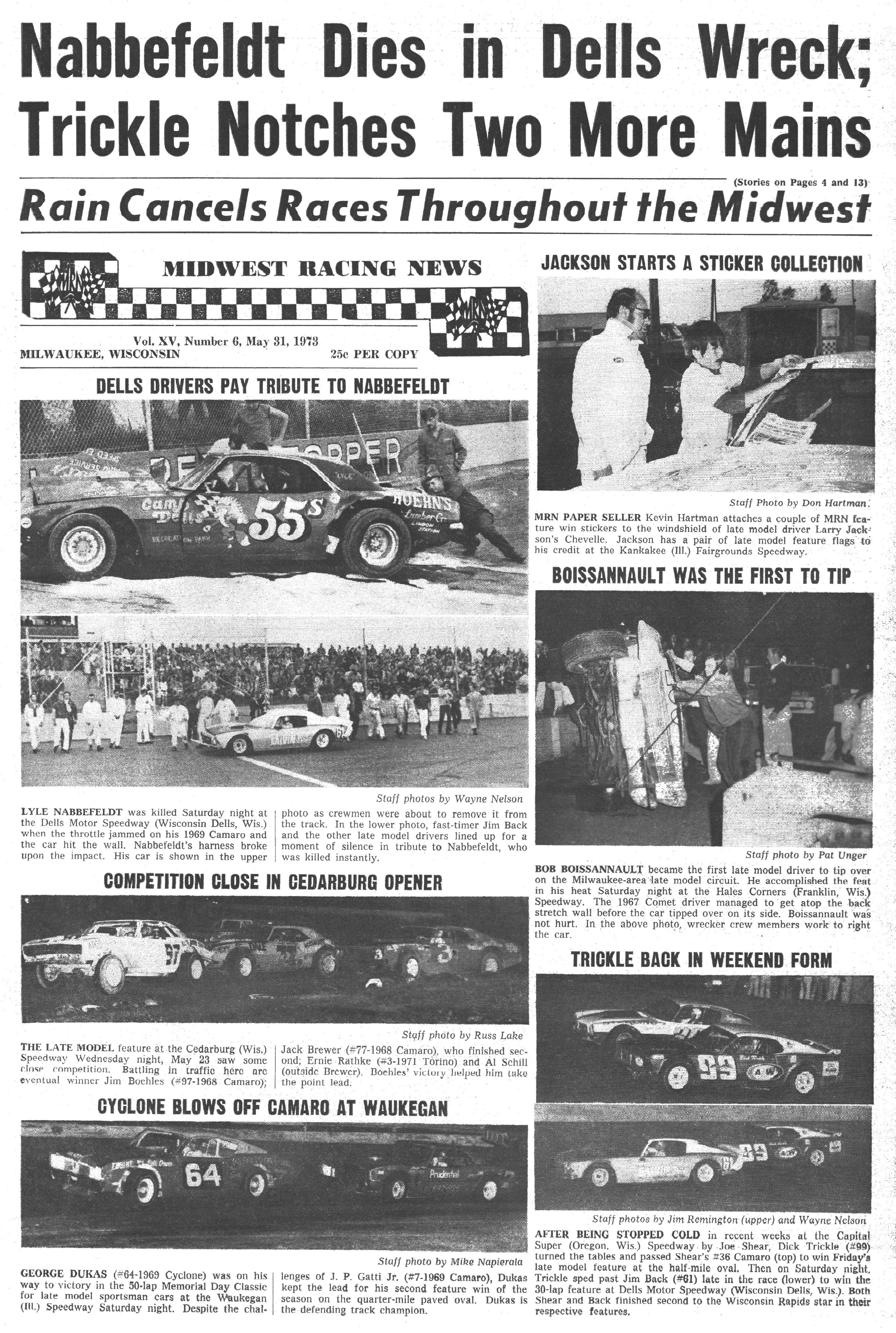 Midwest Racing News May 31, 1973 back cover