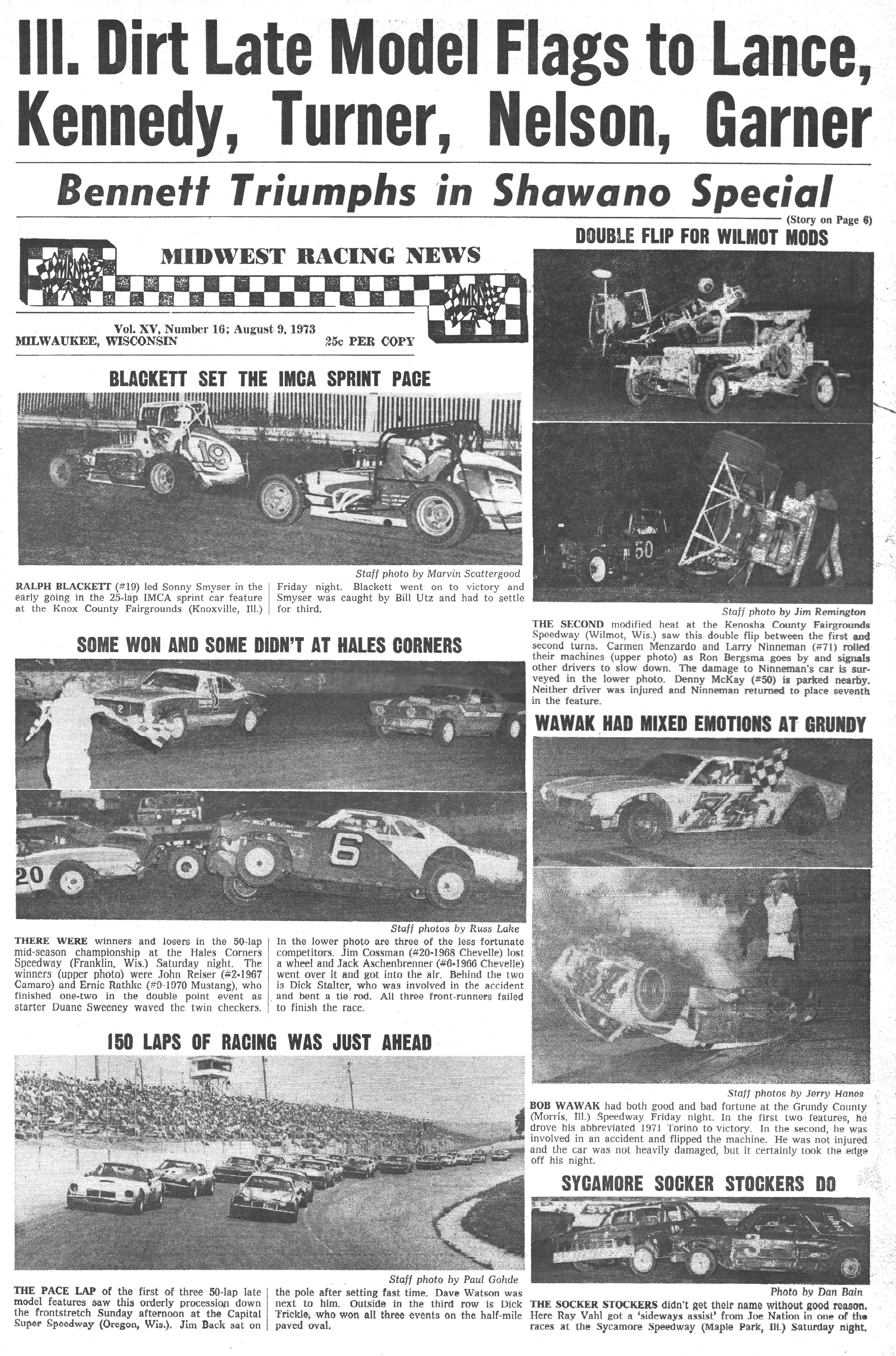Midwest Racing News August 9, 1973 back cover