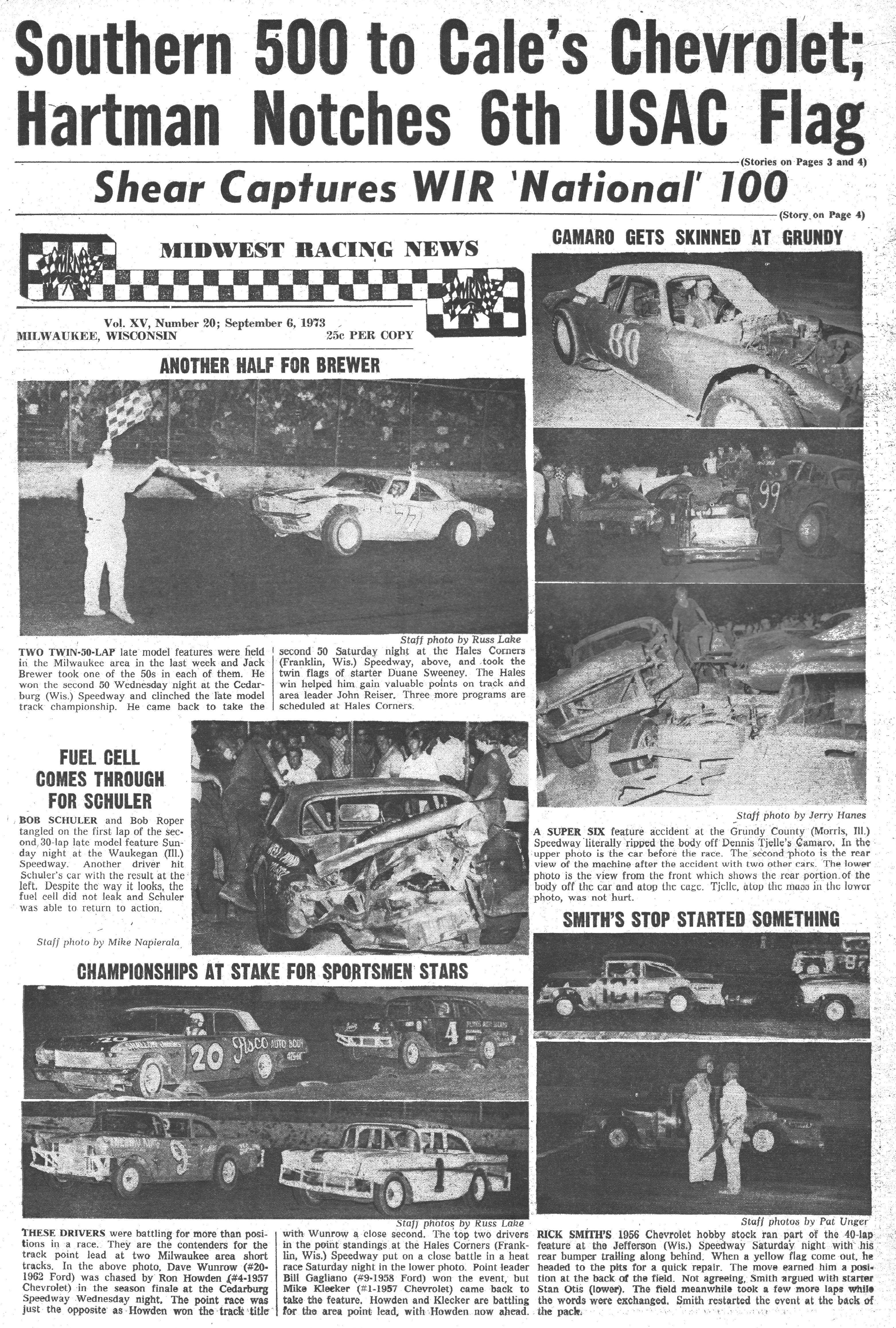 Midwest Racing News September 6, 1973 back cover