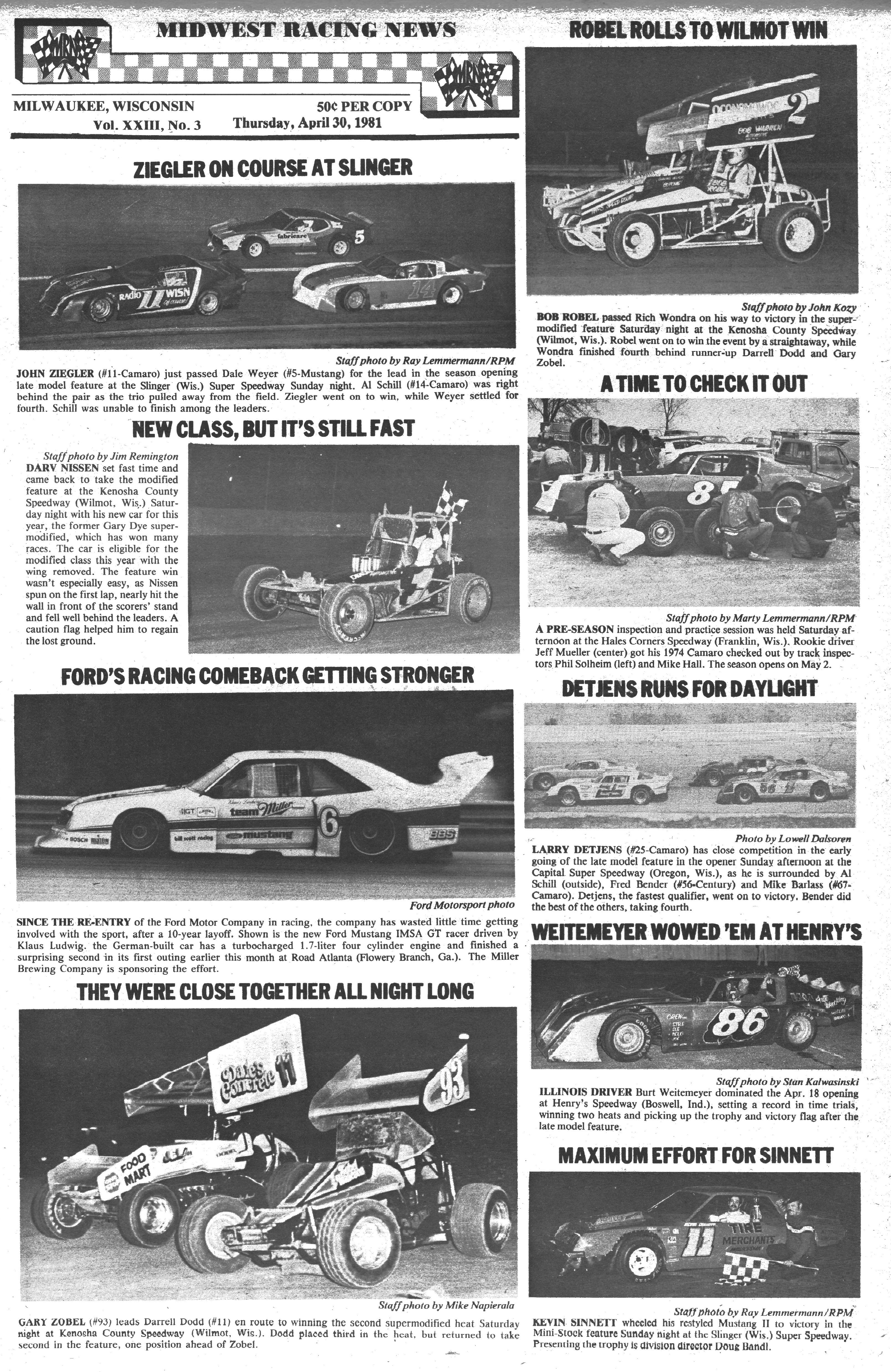 Midwest Racing News back cover