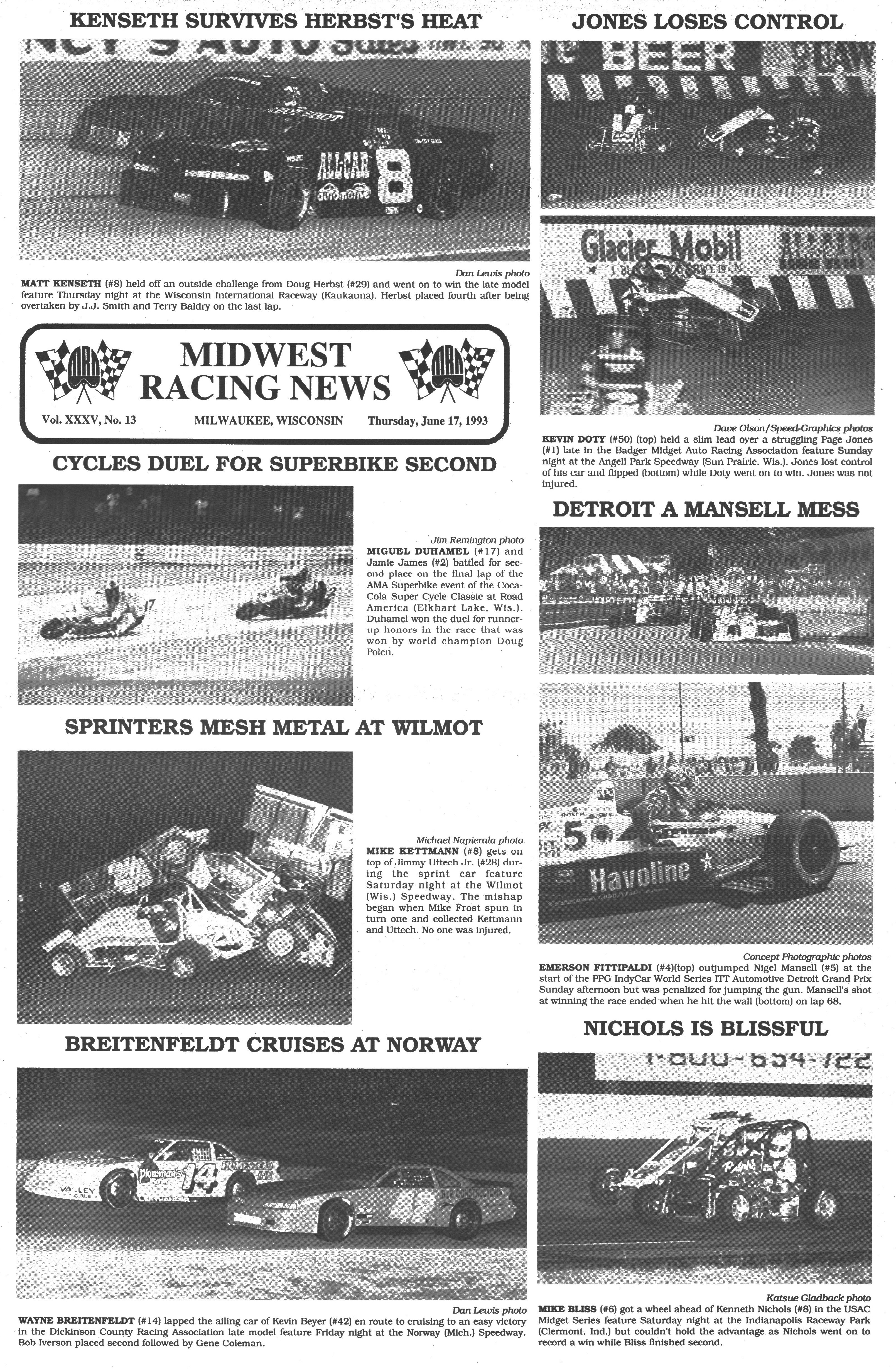 Midwest Racing News back cover
