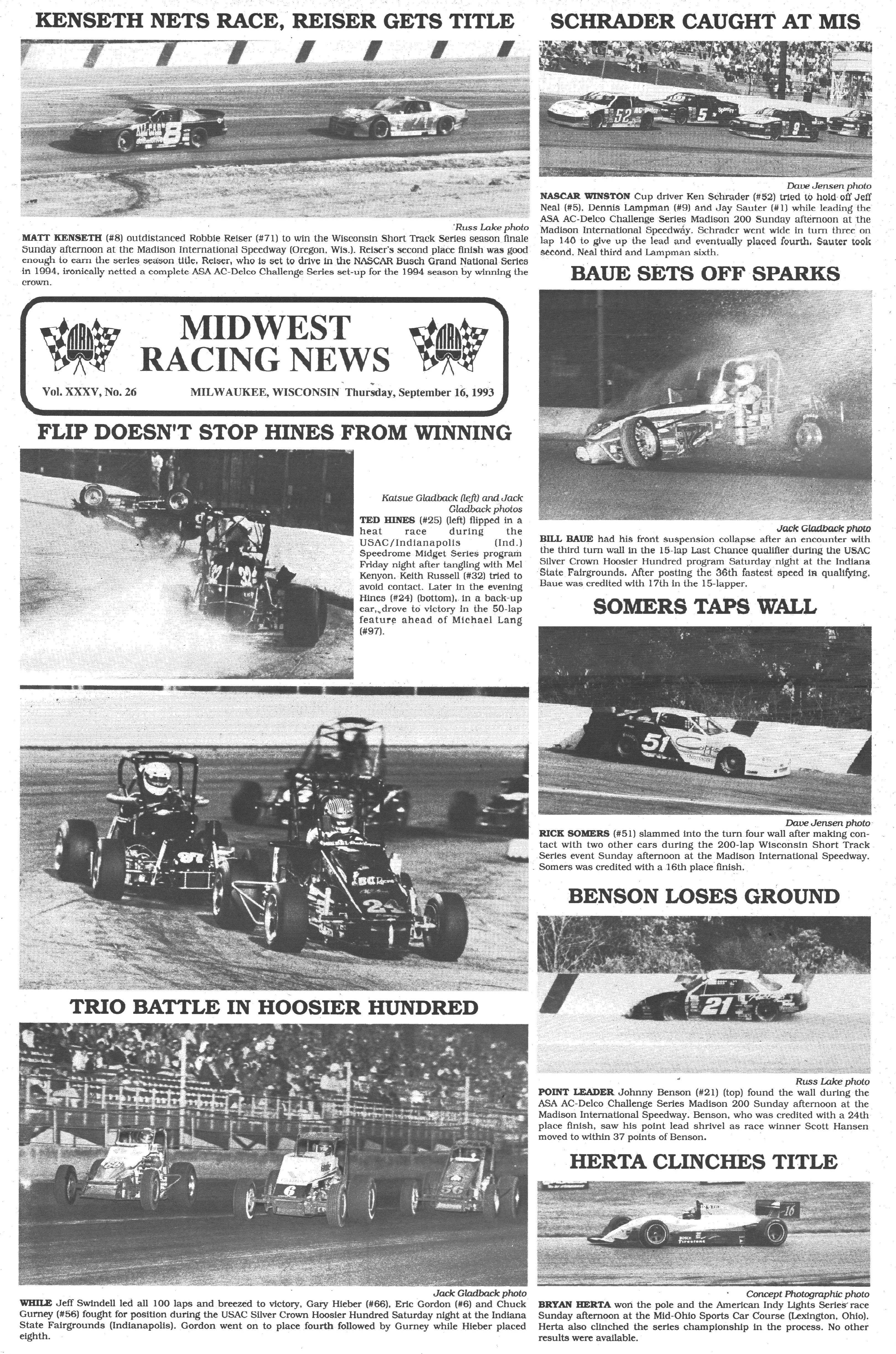 Midwest Racing News back cover