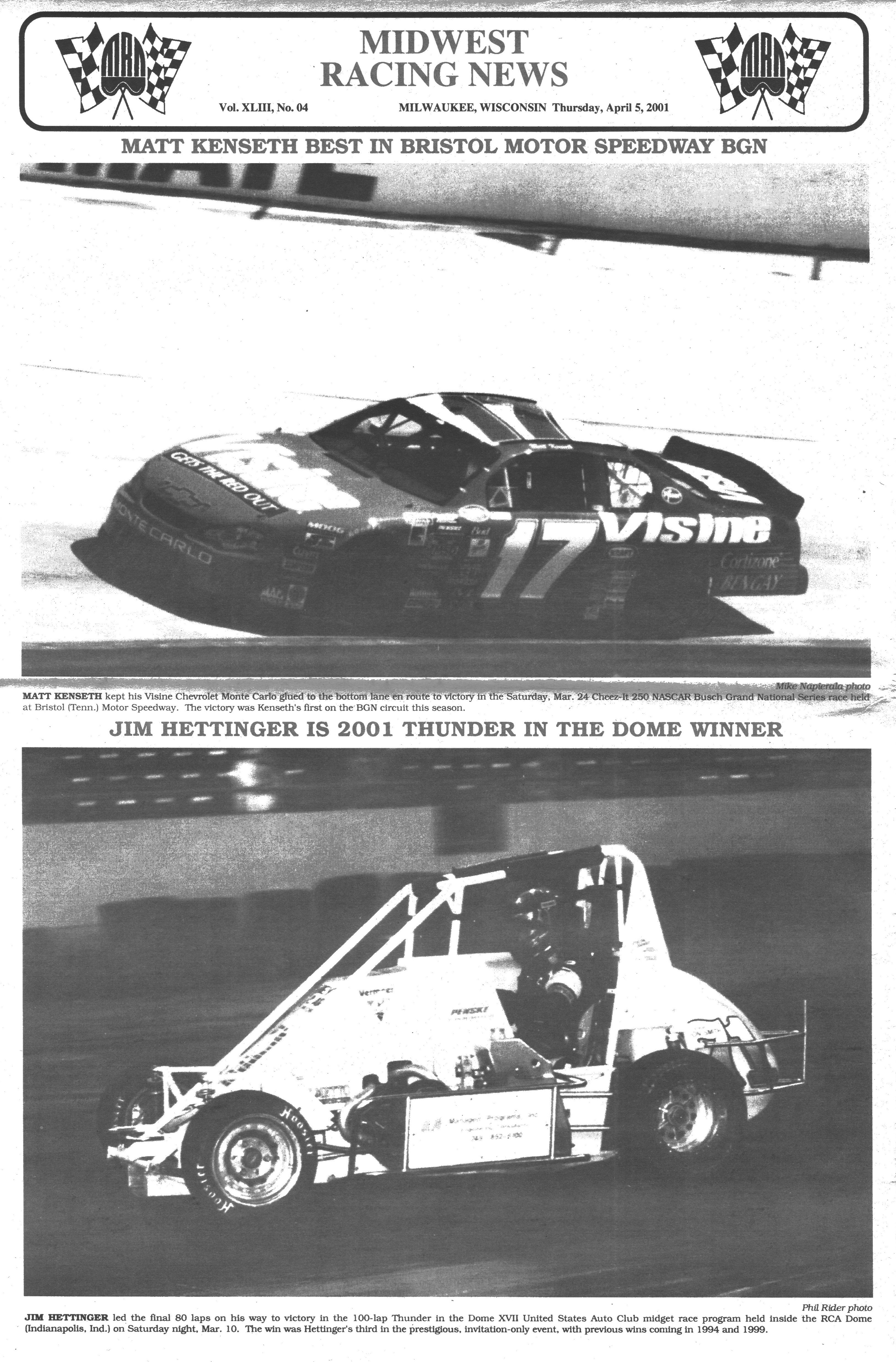 Midwest Racing News back cover