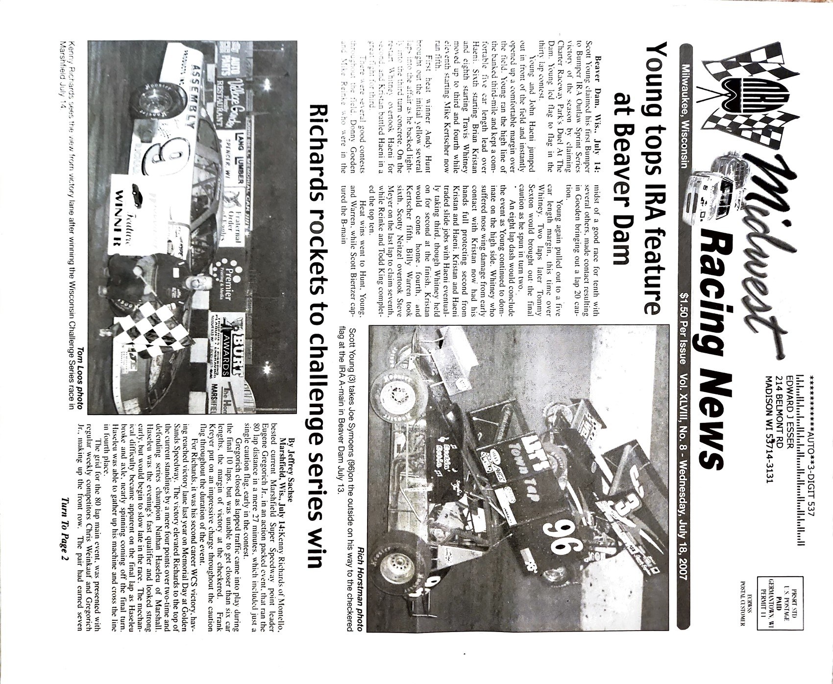 Midwest Racing News July 18, 2007